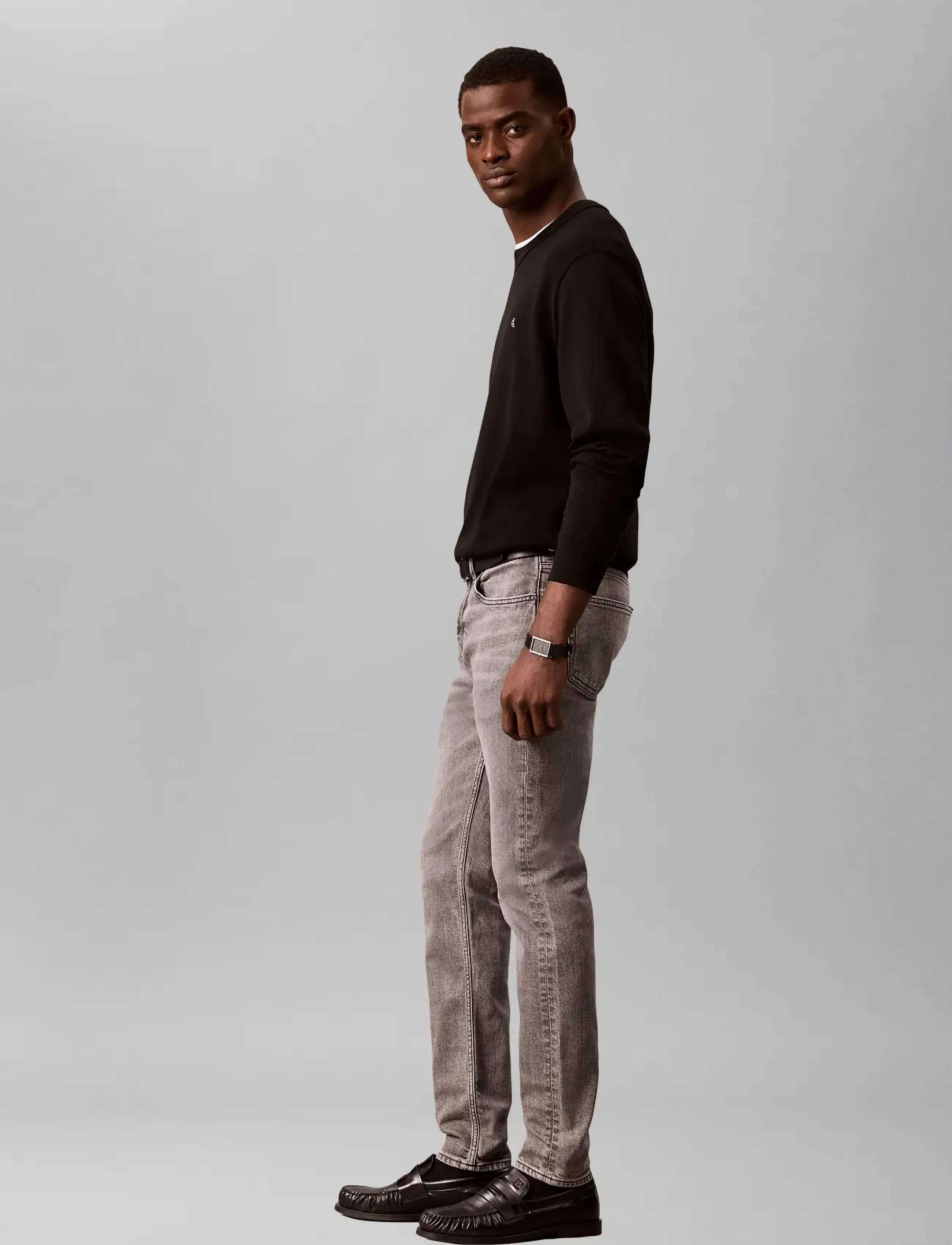 Calvin Klein Jeans SLIM TAPER BASALT JEAN - Jeans - BASALT / grey