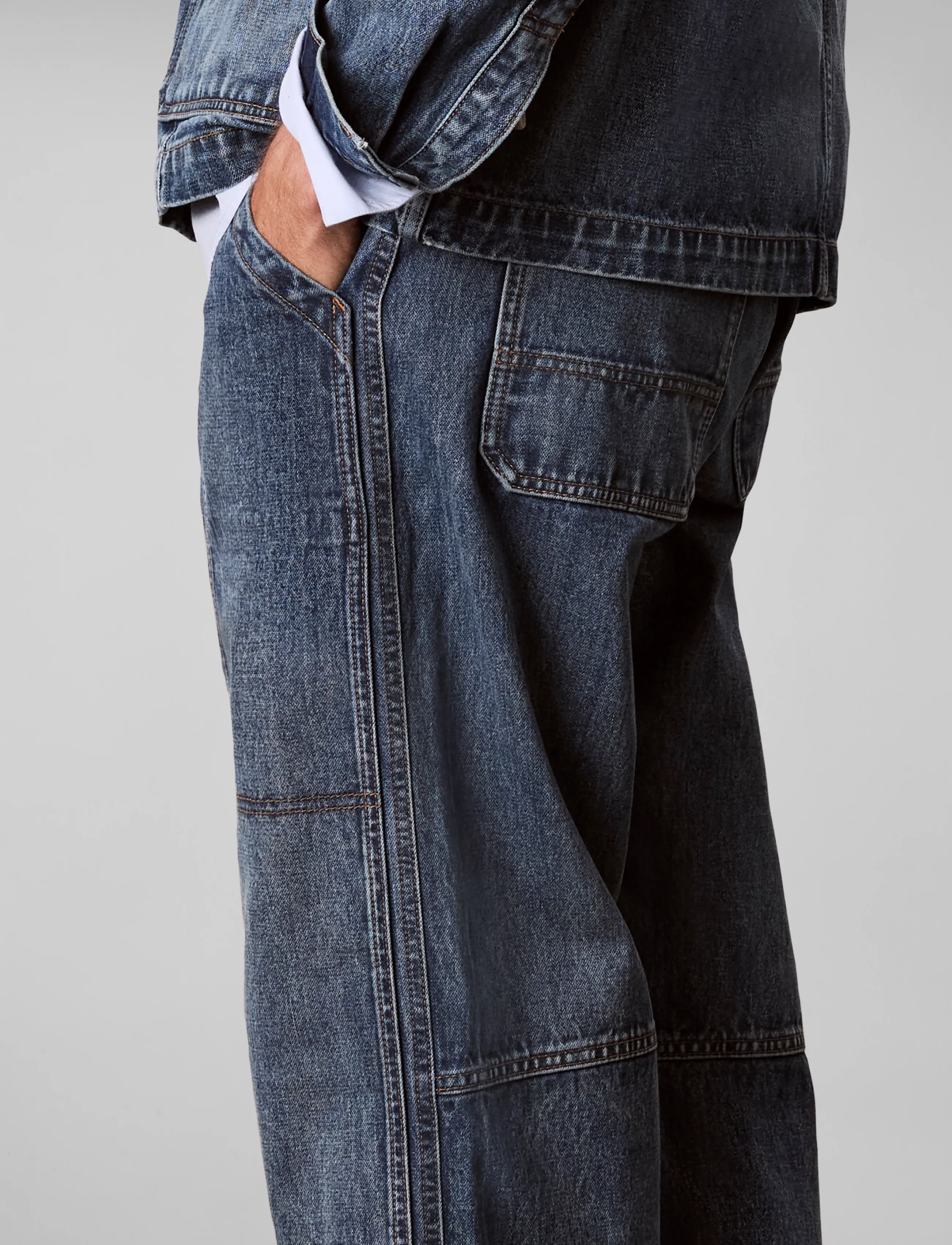 Calvin Klein Jeans DOUBLE CARPENTER JEAN SHORT LINE - Riided - SHORT LINE / blue