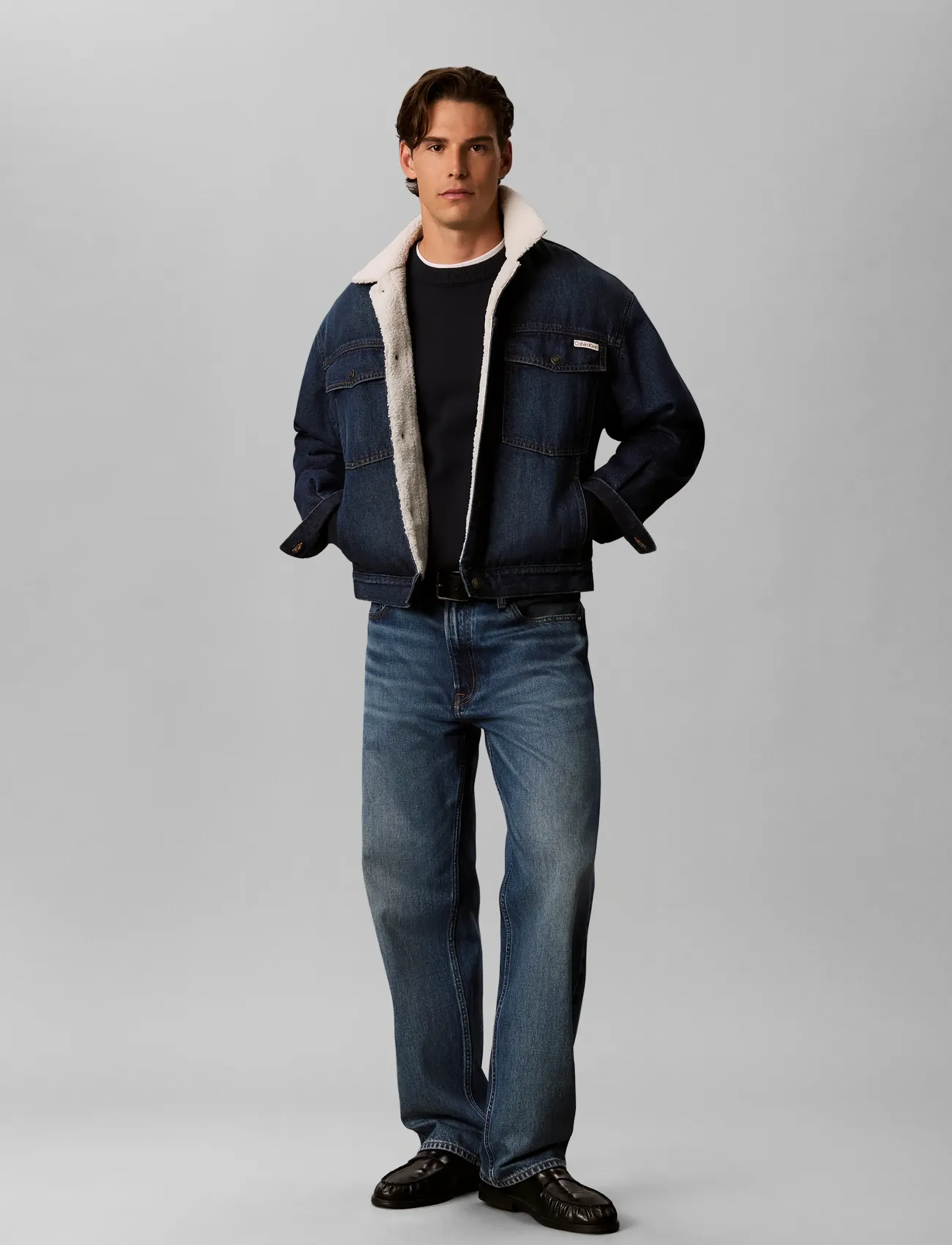 Calvin Klein Jeans ARCHIVE 90S SHERPA TRUCKER CLAYT - Denim clothing - CLAYTON STONE / blue