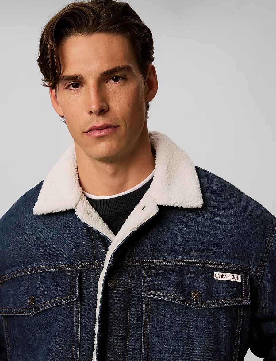 Calvin Klein Jeans - ARCHIVE 90S SHERPA TRUCKER CLAYT - lined denim jackets - clayton stone - 4