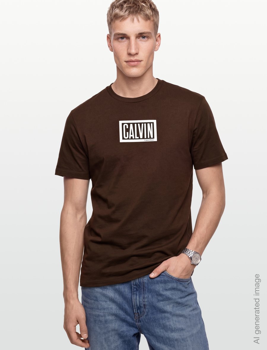Calvin Klein Jeans - SS 30S EU BOXED CALVIN GRAPHIC T - kurzärmelige t-shirts - brown cork - 3
