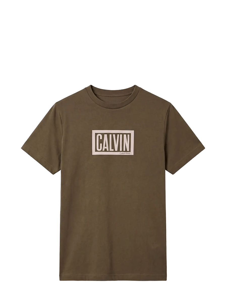 Calvin Klein Jeans - SS 30S EU BOXED CALVIN GRAPHIC T - short-sleeved t-shirts - olive night - 1