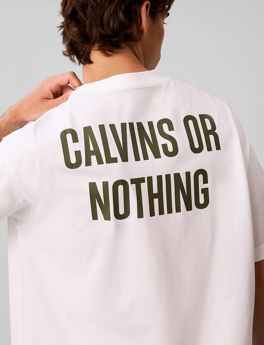 Calvin Klein Jeans - SS RLX 20S CALVIN OR NTHING BCK - short-sleeved t-shirts - bright white - 5