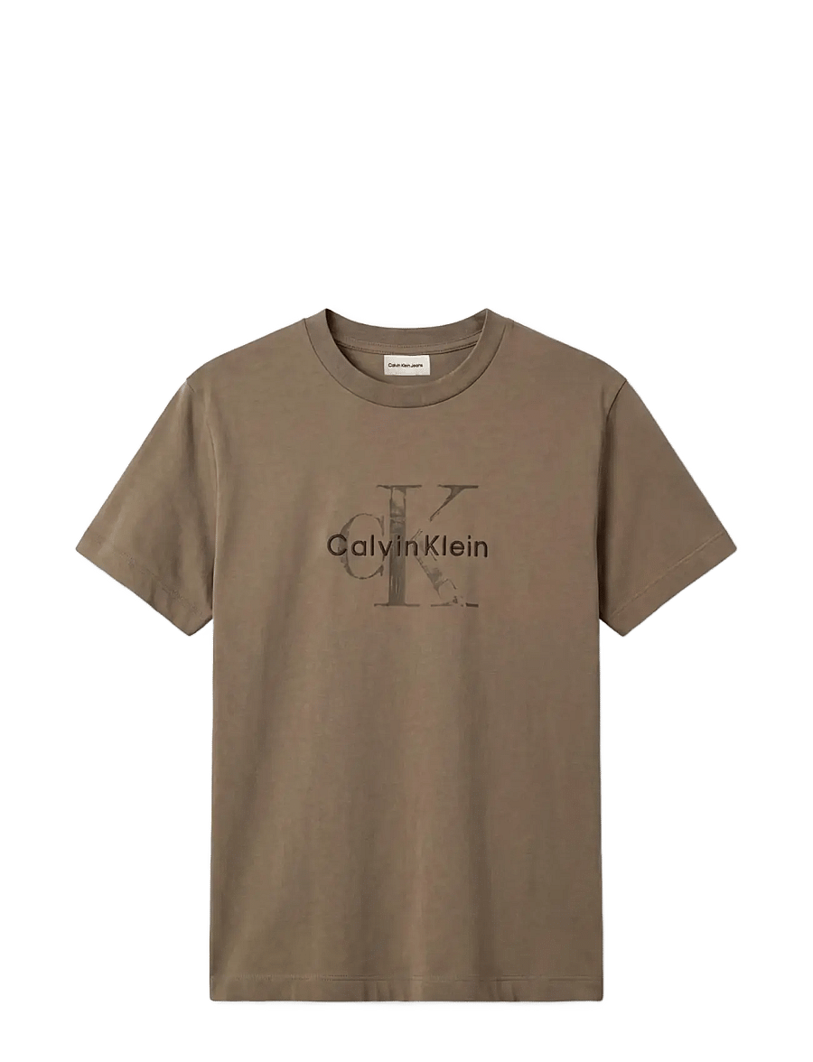Calvin Klein Jeans - SS 20s EZ Distressd Mnlgo Graphi - kurzärmelige t-shirts - dusty olive - 1