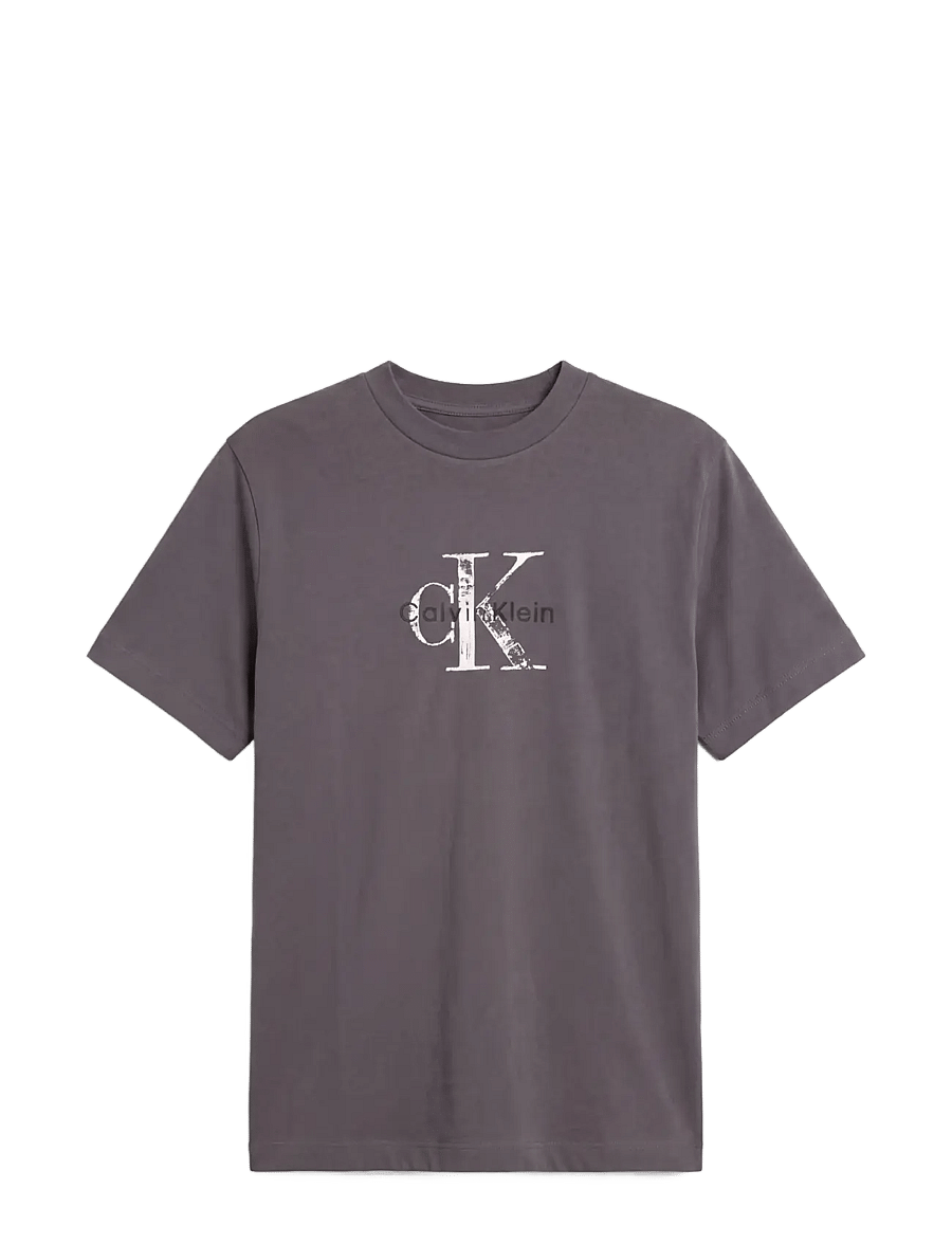Calvin Klein Jeans - SS 20s EZ Distressd Mnlgo Graphi - kurzärmelige t-shirts - volcanic ash - 1