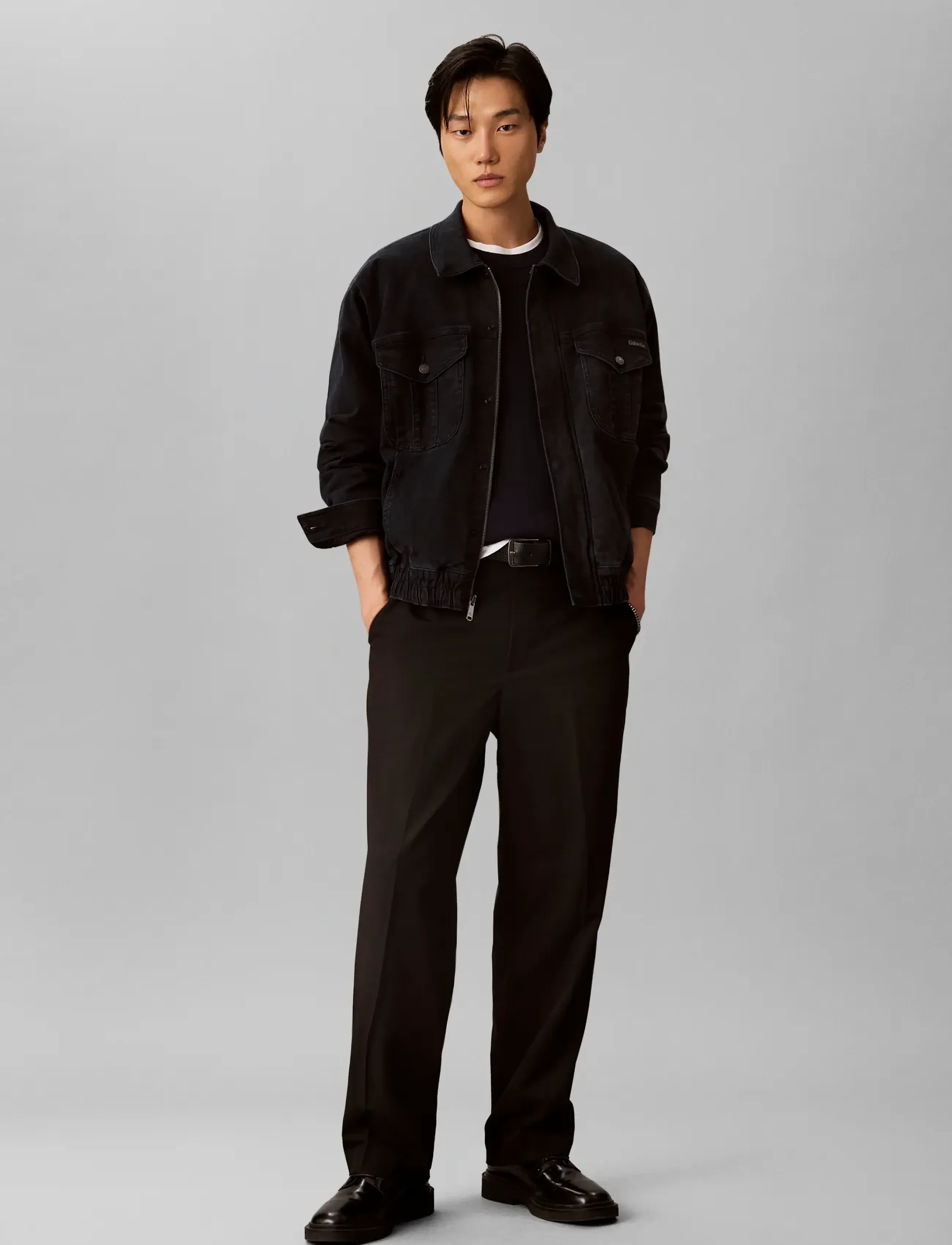 Calvin Klein Jeans INDGO FTHR AVIATOR JACKET - Denimjakker - INDIGO FEATHER / navy