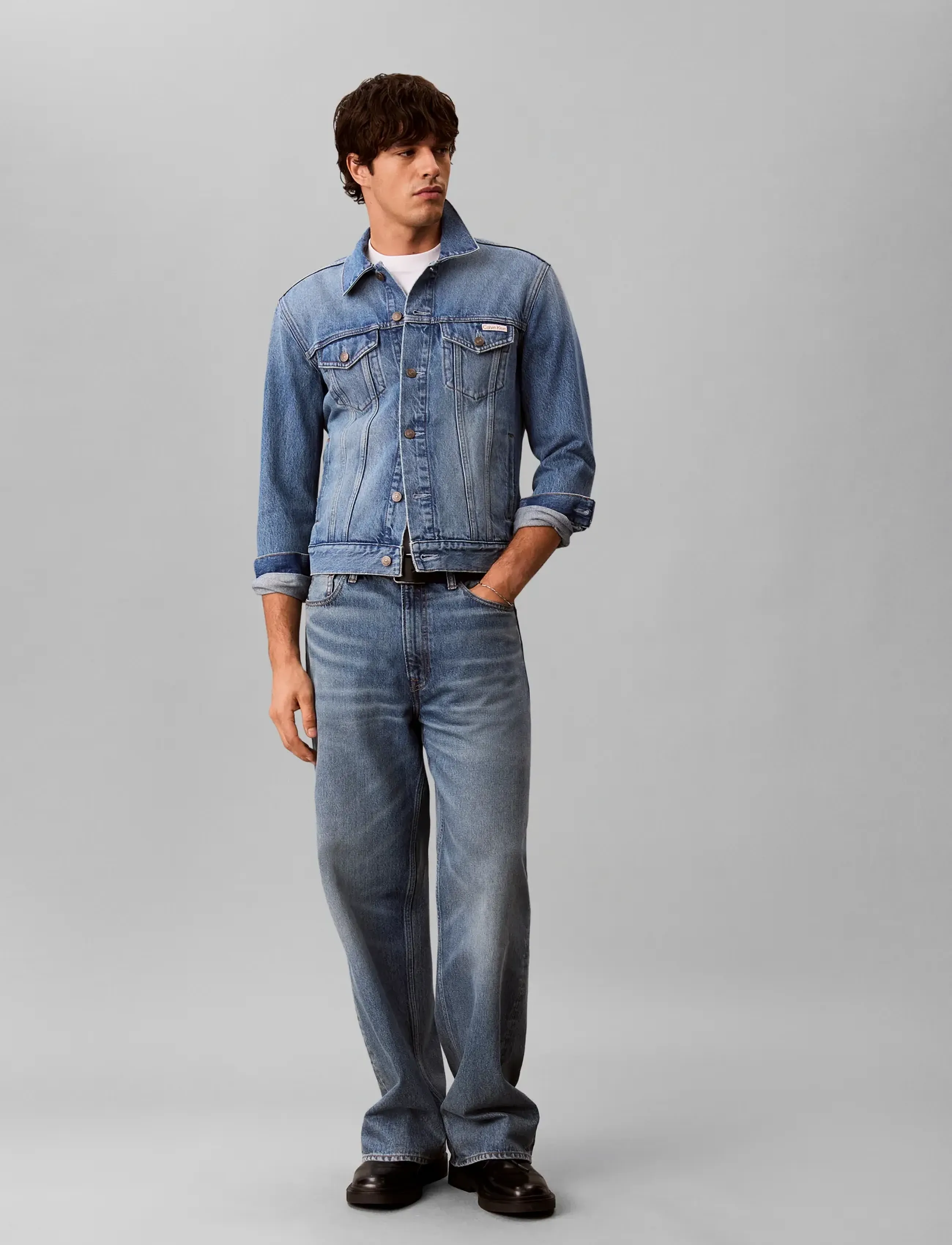 Calvin Klein Jeans WHEATGRASS CLASSIC TRUCKER - Denimjakker - WHEATGRASS / blue