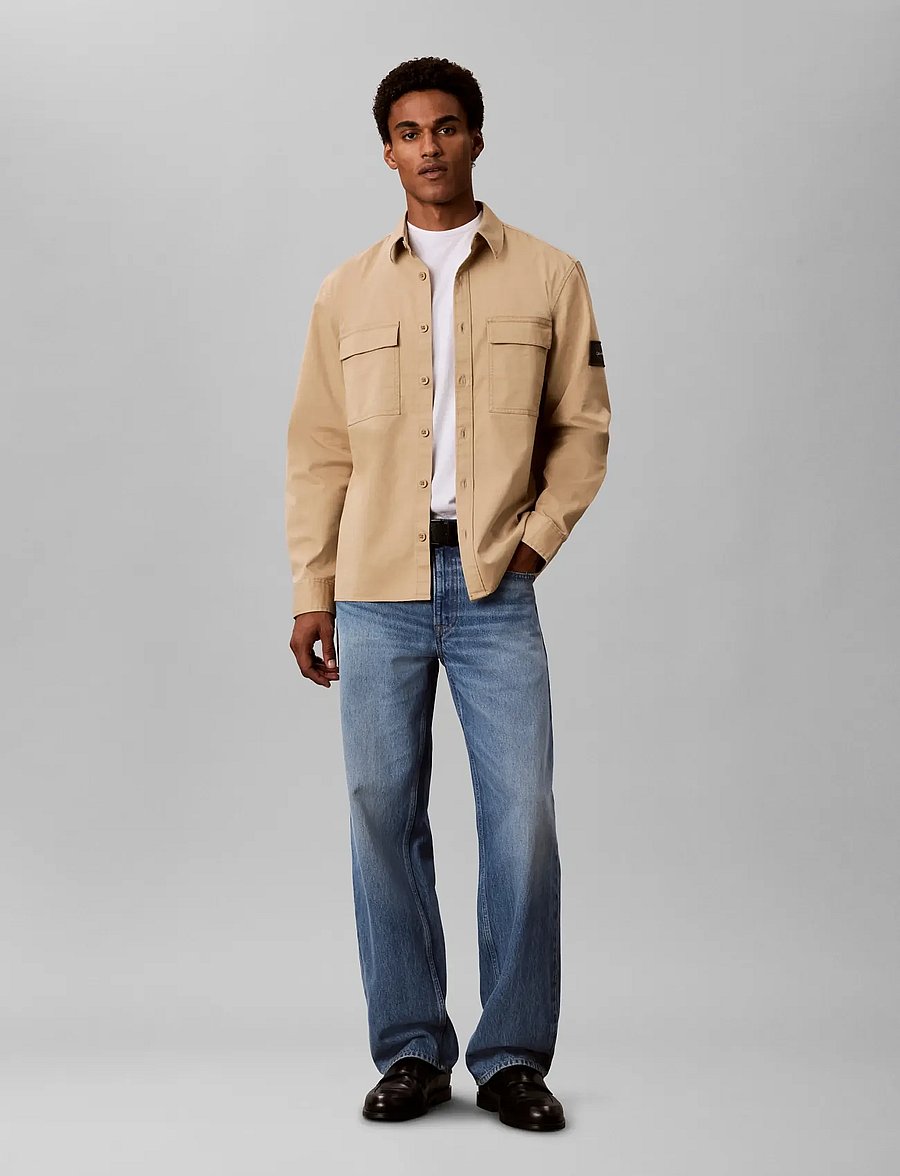 Calvin Klein Jeans - LS COMFORT COTTON EASY OVERSHIRT - Überhemden - travertine - 0