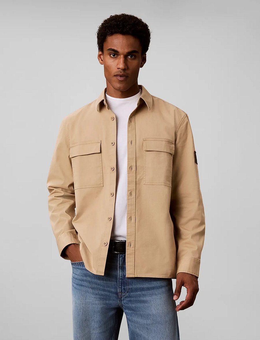 Calvin Klein Jeans - LS COMFORT COTTON EASY OVERSHIRT - Überhemden - travertine - 3