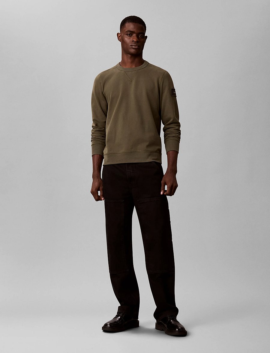 Calvin Klein Jeans - LS 350TERRY BADGE CN SWTSHRT - sweatshirts - olive night - 0