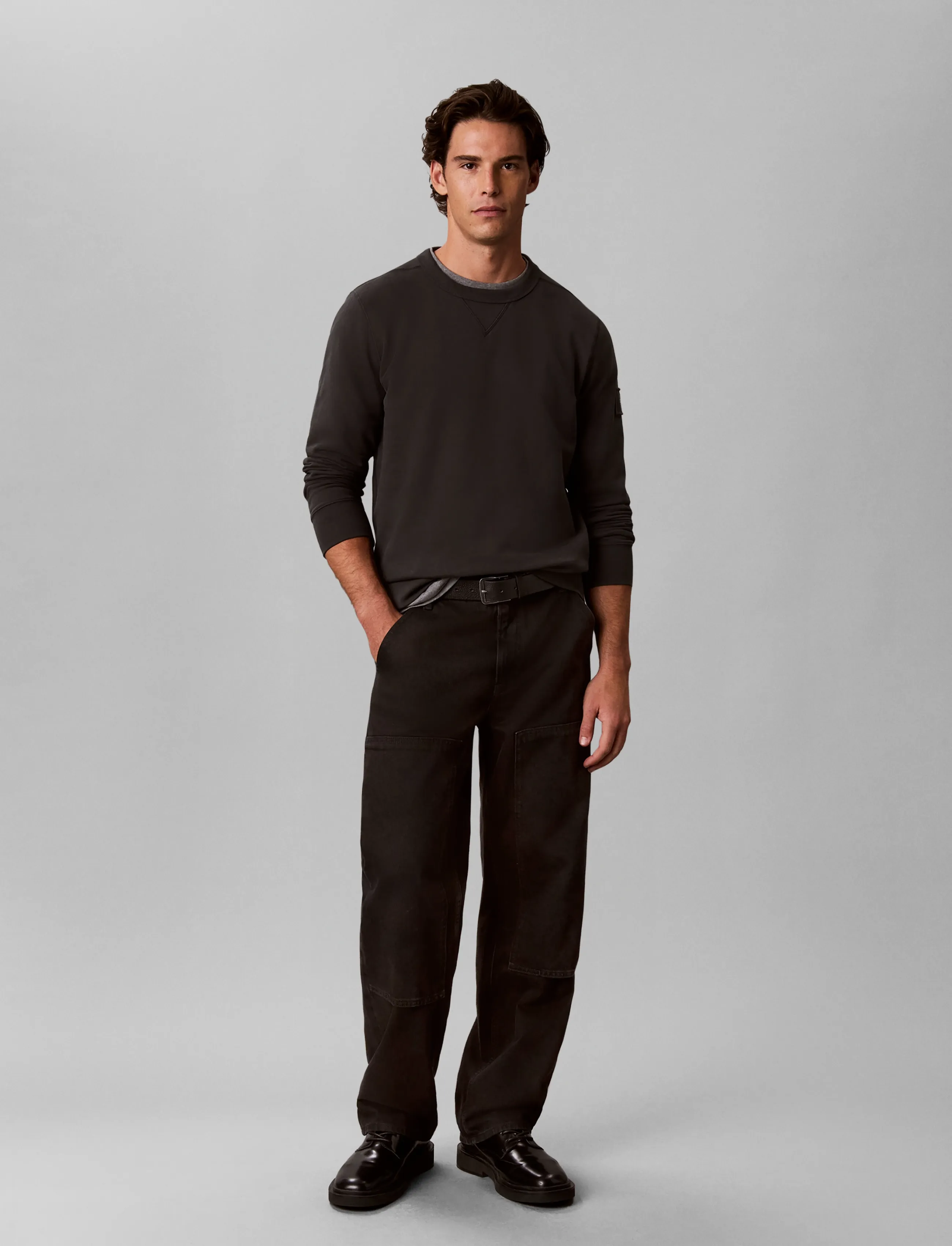 Calvin Klein Jeans LS 350TERRY BADGE CN SWTSHRT - Calvin Klein - PIRATE BLACK / black