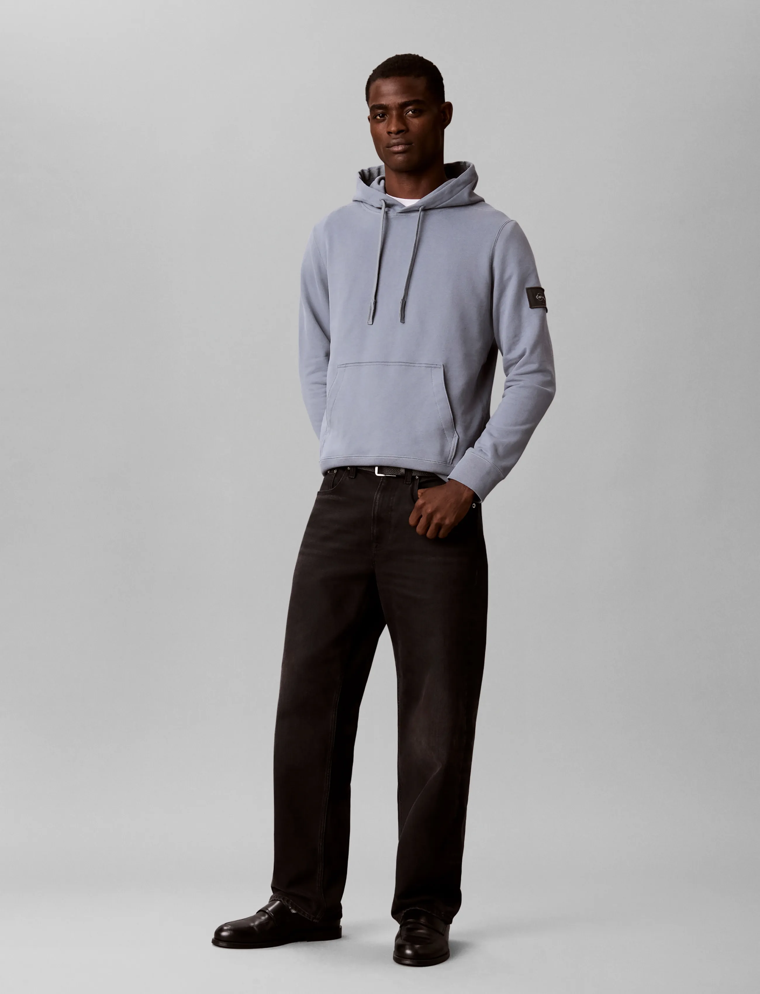Calvin Klein Jeans LS EU 350TERRY BADGE HOODIE - Festival-outfit - STEEL GRAY / grey