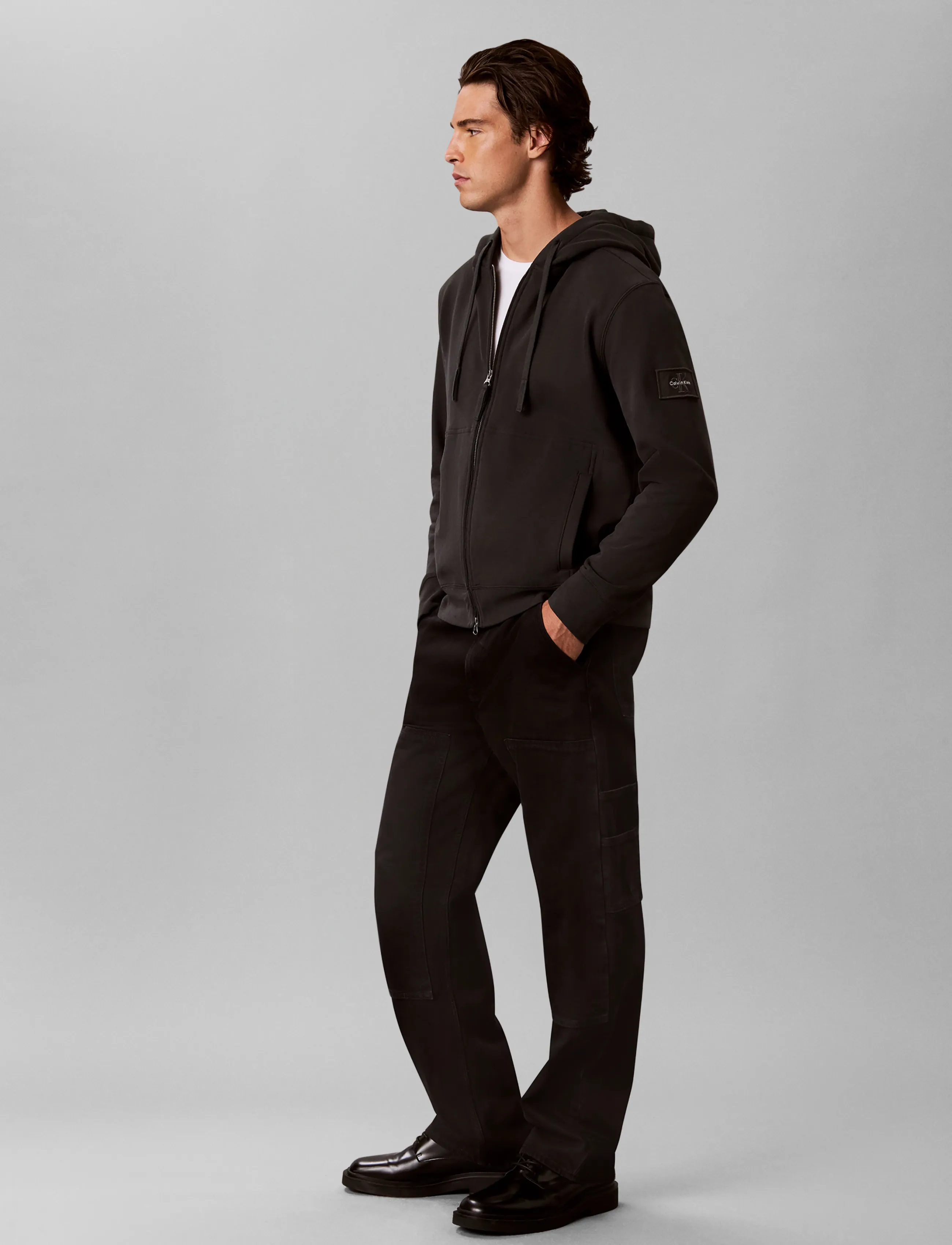 Calvin Klein Jeans - LS EU 350TERRY BADGE FZ HOODIE - hættetrøjer - pirate black - 5