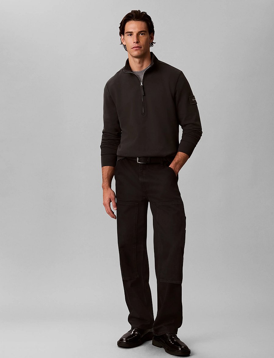 Calvin Klein Jeans - LS EU 350TERRY BADGE QTR ZIP - poolpika lukuga džemprid - pirate black - 0