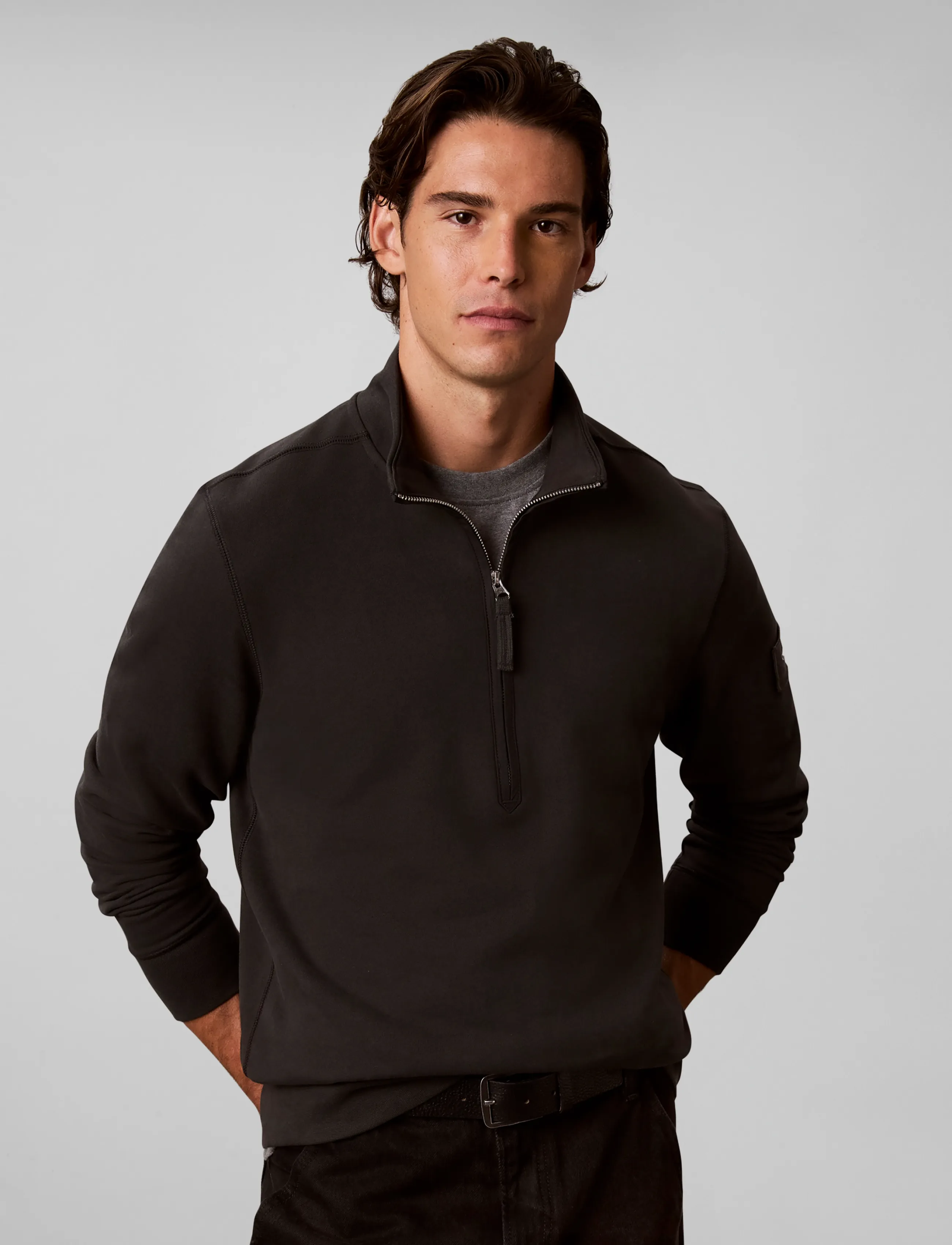Calvin Klein Jeans - LS EU 350TERRY BADGE QTR ZIP - poolpika lukuga džemprid - pirate black - 3