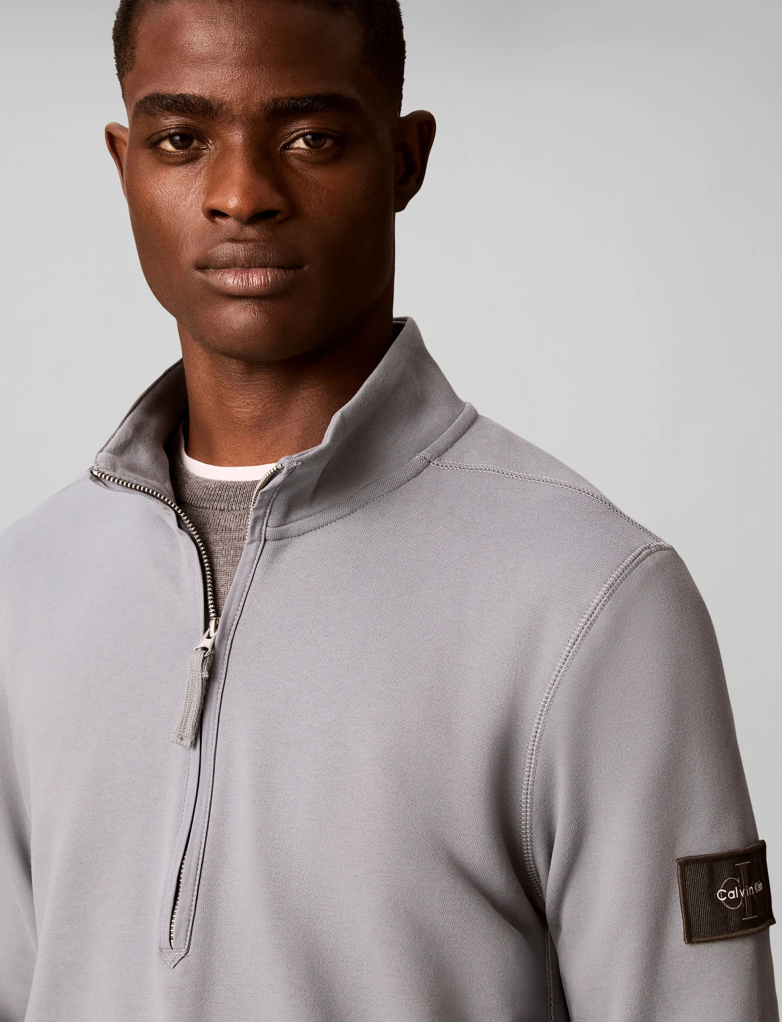 Calvin Klein Jeans - LS EU 350TERRY BADGE QTR ZIP - pullover mit halbem reißverschluss - steel gray - 5