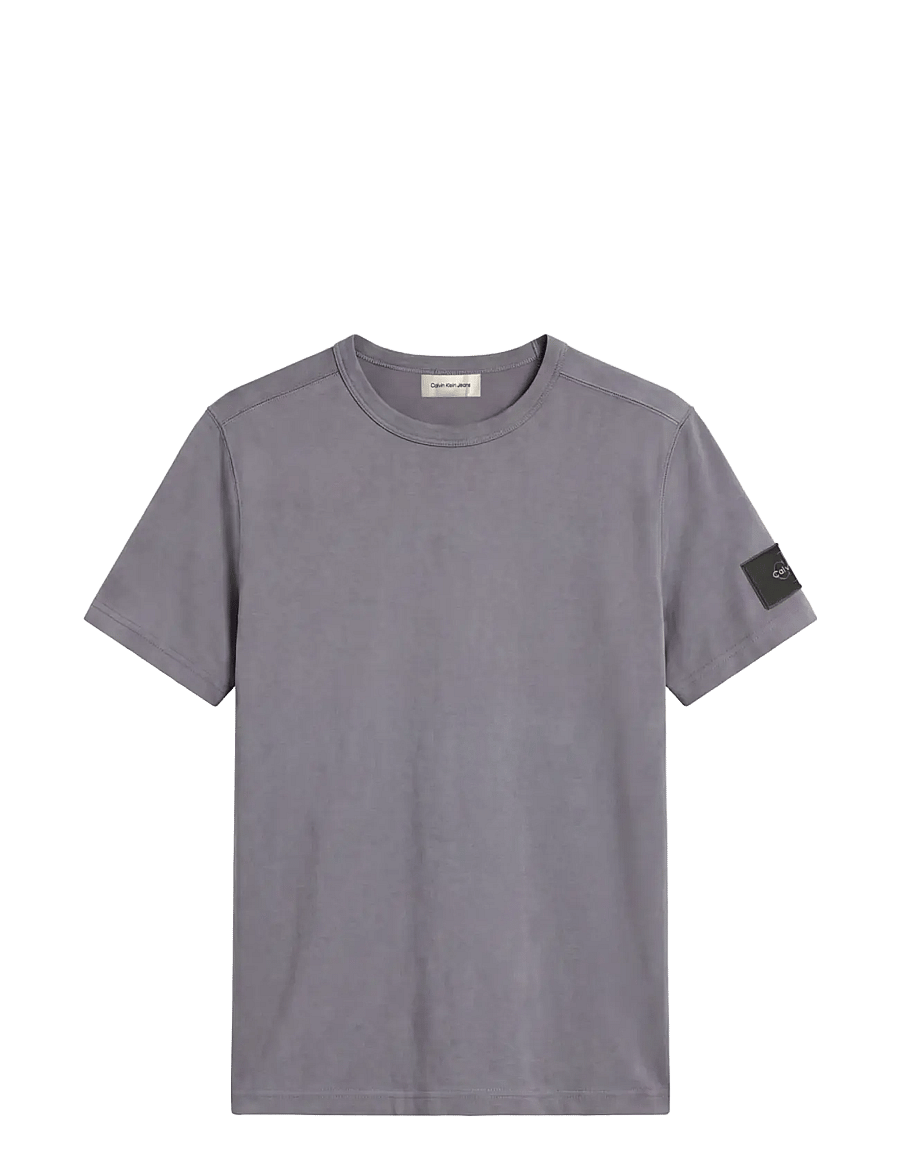 Calvin Klein Jeans - SS CLSC SUEDED JERSEY BADGE TEE - kurzärmelige t-shirts - steel gray - 1