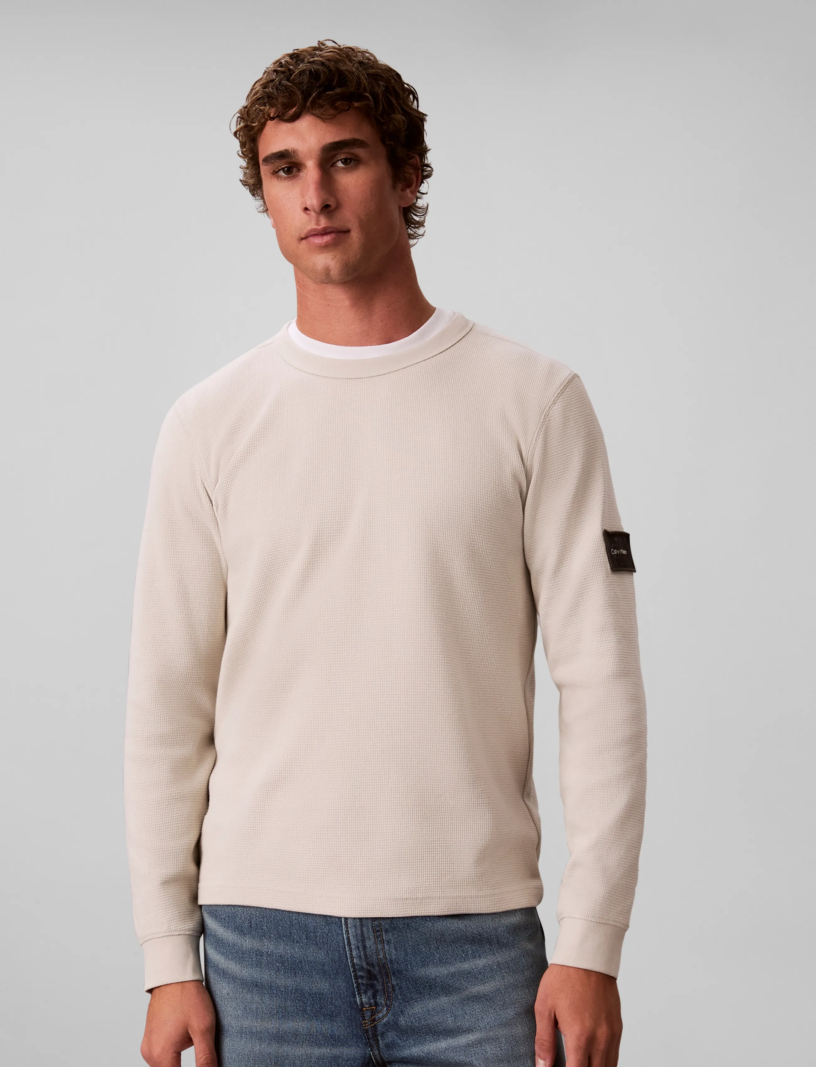 Calvin Klein Jeans - LS WAFFLE BADGE CREWNK TEE - moonstruck - 3