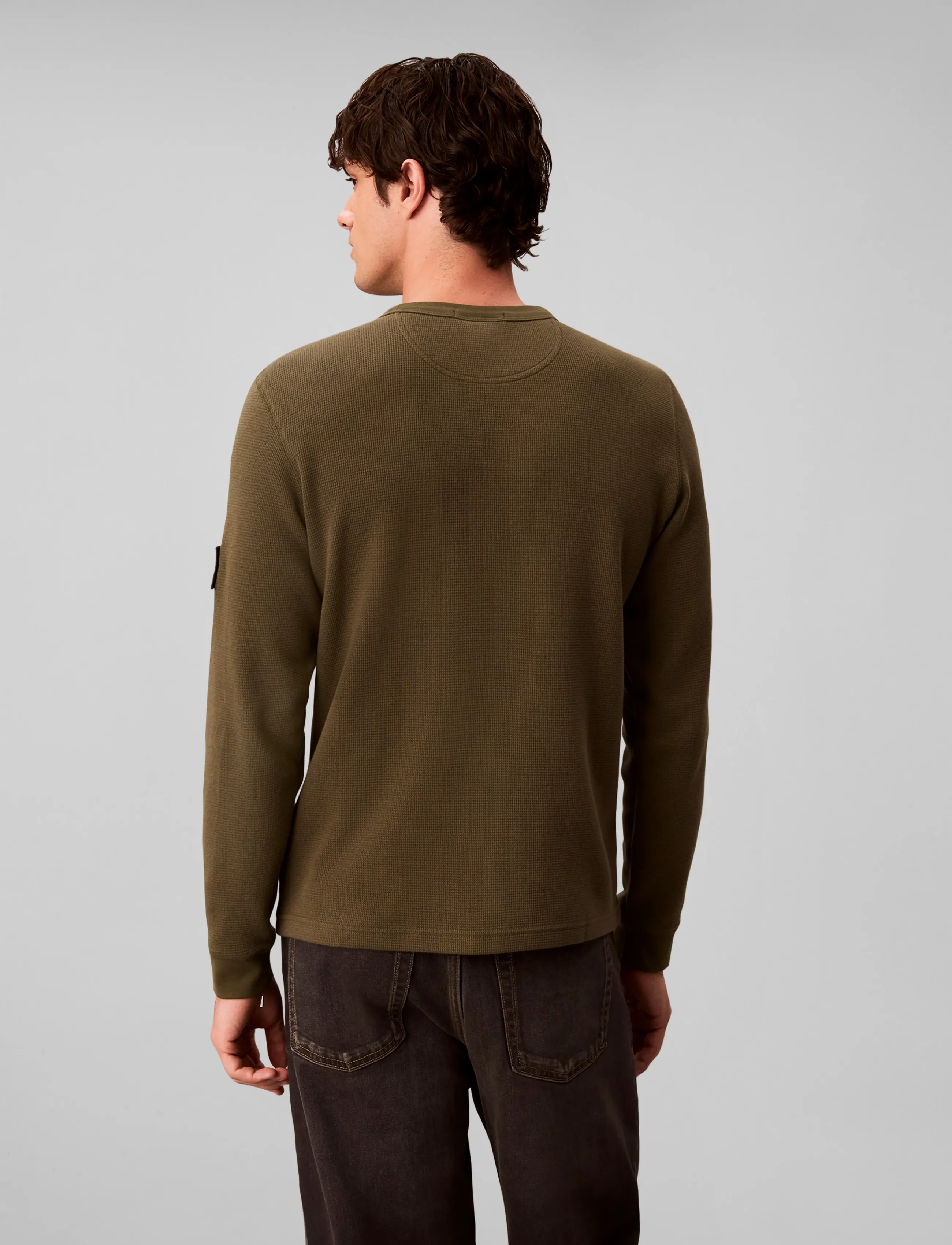 Calvin Klein Jeans - LS WAFFLE BADGE CREWNK TEE - olive night - 2