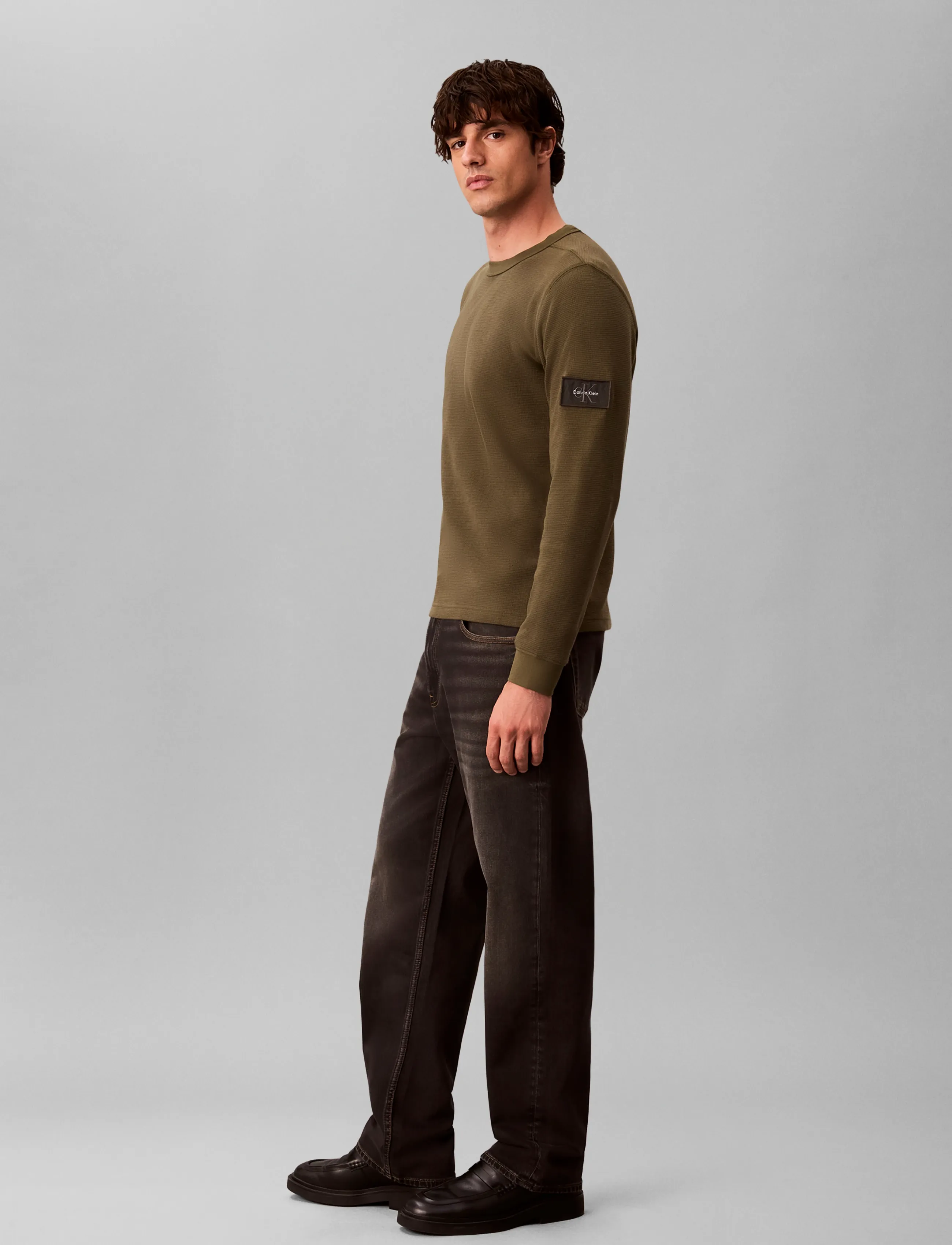 Calvin Klein Jeans - LS WAFFLE BADGE CREWNK TEE - olive night - 5