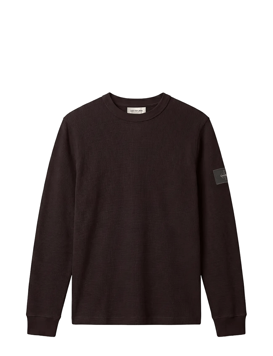 Calvin Klein Jeans - LS WAFFLE BADGE CREWNK TEE - langärmelige t-shirts - pirate black - 1