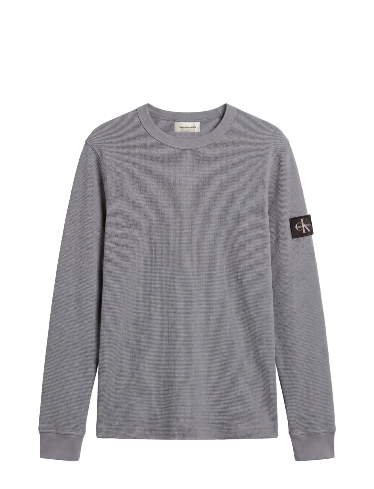 Calvin Klein Jeans - LS WAFFLE BADGE CREWNK TEE - langärmelige t-shirts - steel gray - 1