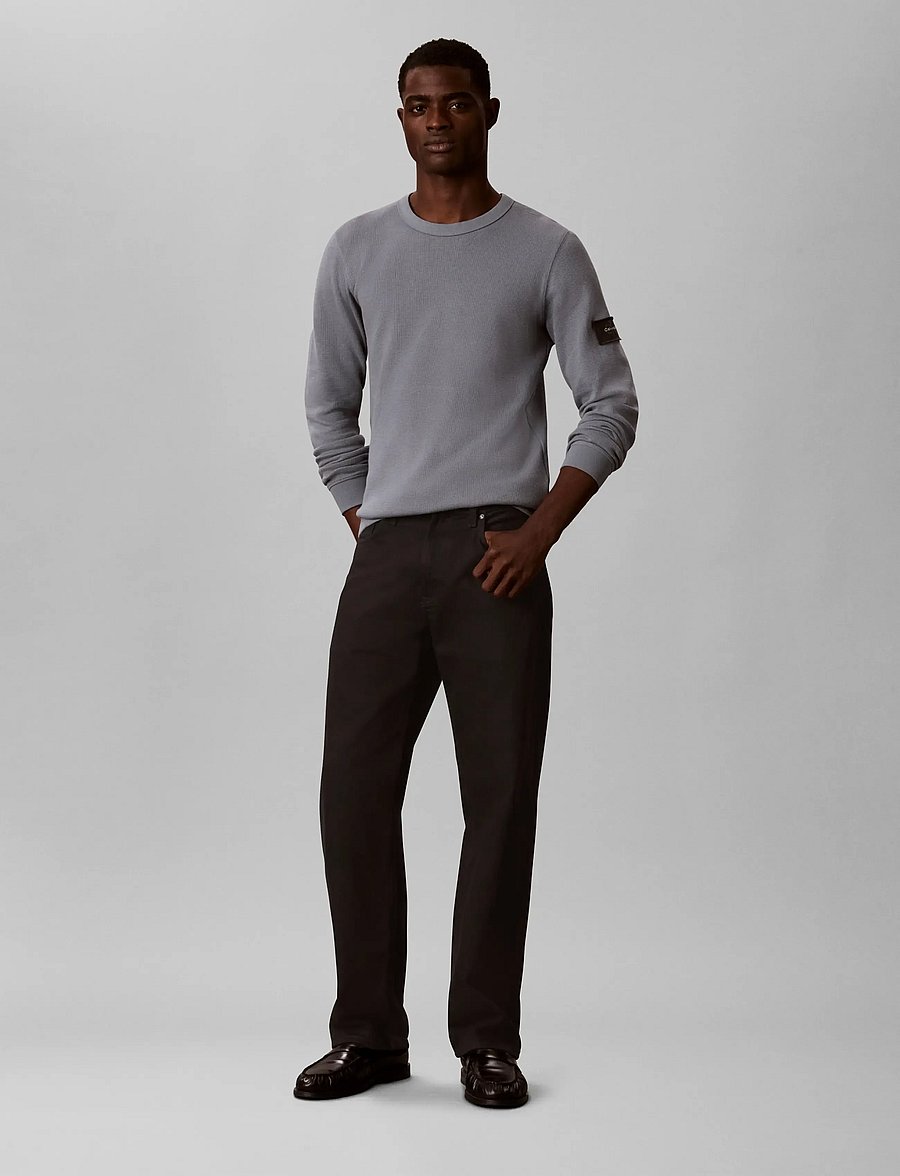 Calvin Klein Jeans - LS WAFFLE BADGE CREWNK TEE - langärmelige t-shirts - steel gray - 0