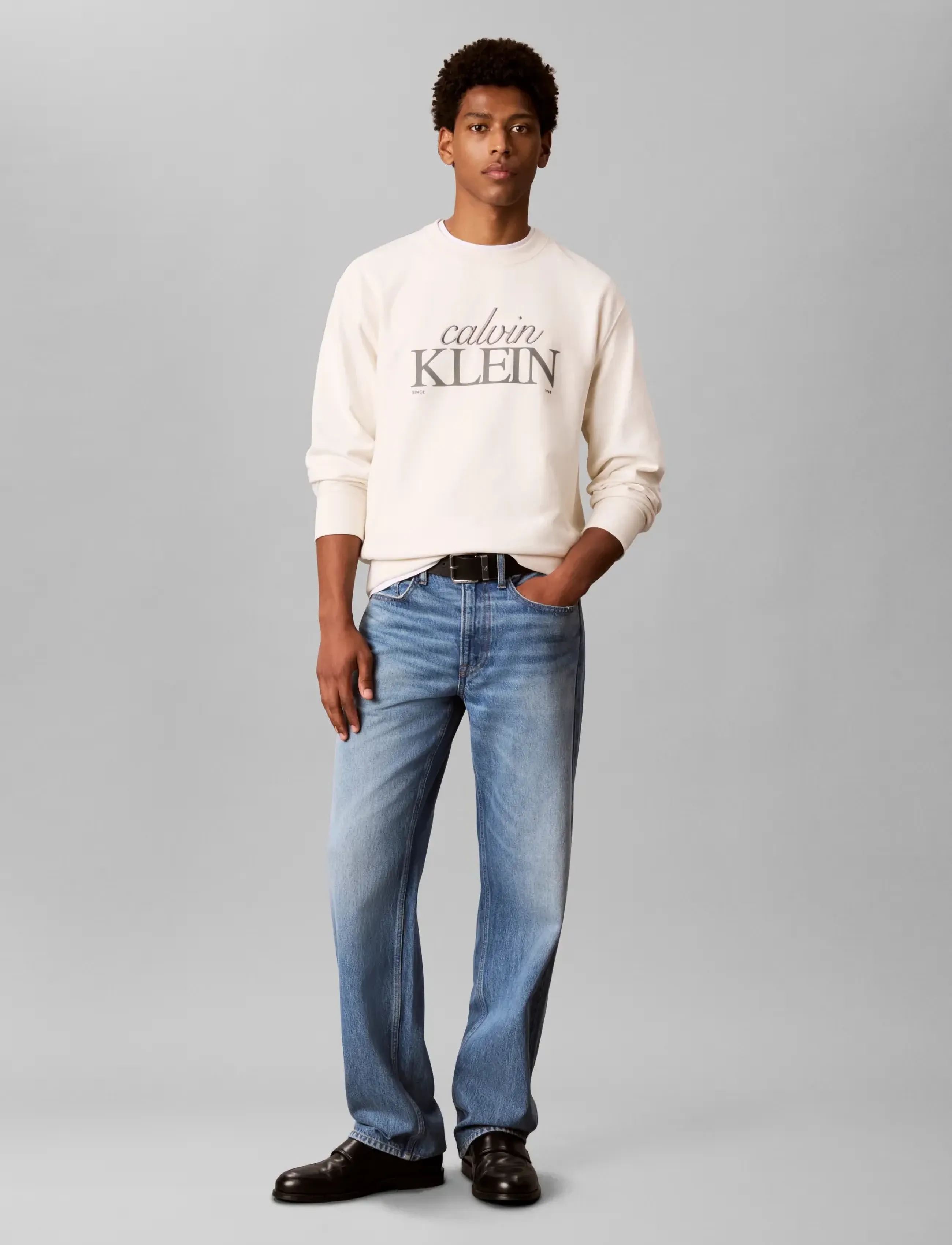 Calvin Klein Jeans LS PREMTERRY FONTMIX CN SWTSHRT - Calvin Klein Jeans - TOFU / cream
