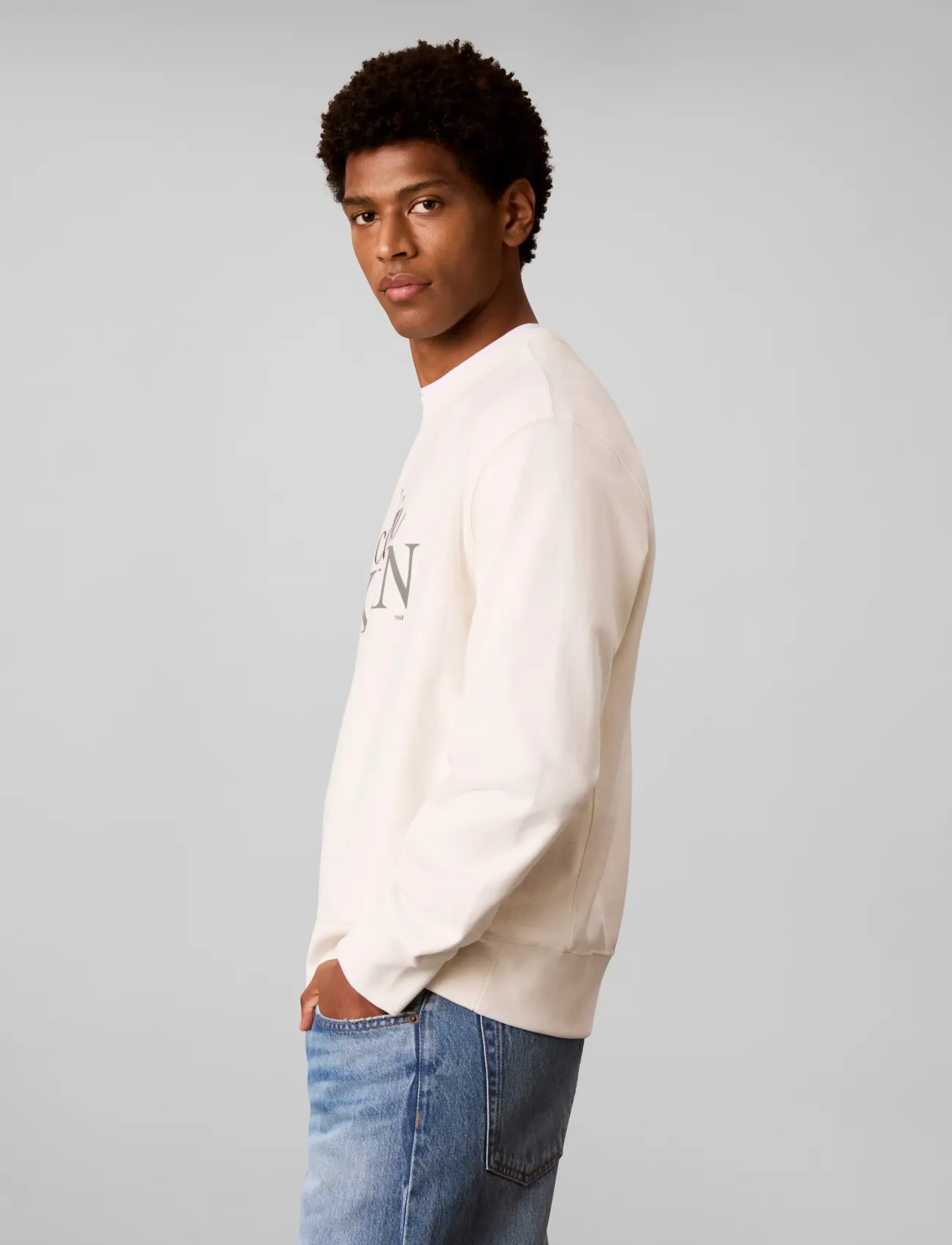 Calvin Klein Jeans - LS PREMTERRY FONTMIX CN SWTSHRT - shop efter stil - tofu - 5