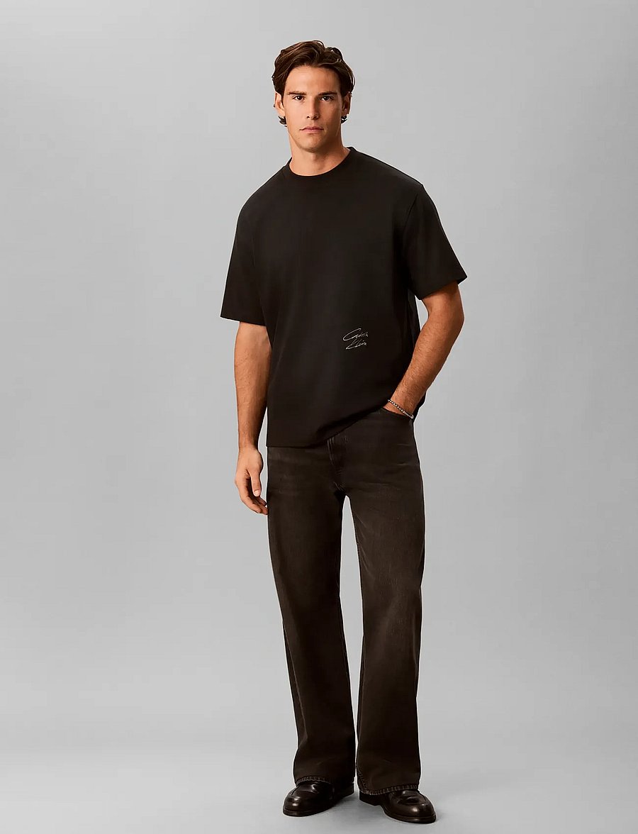 Calvin Klein Jeans - SS RLX 300GSM SCRIPT GRAPHIC TEE - black - 0