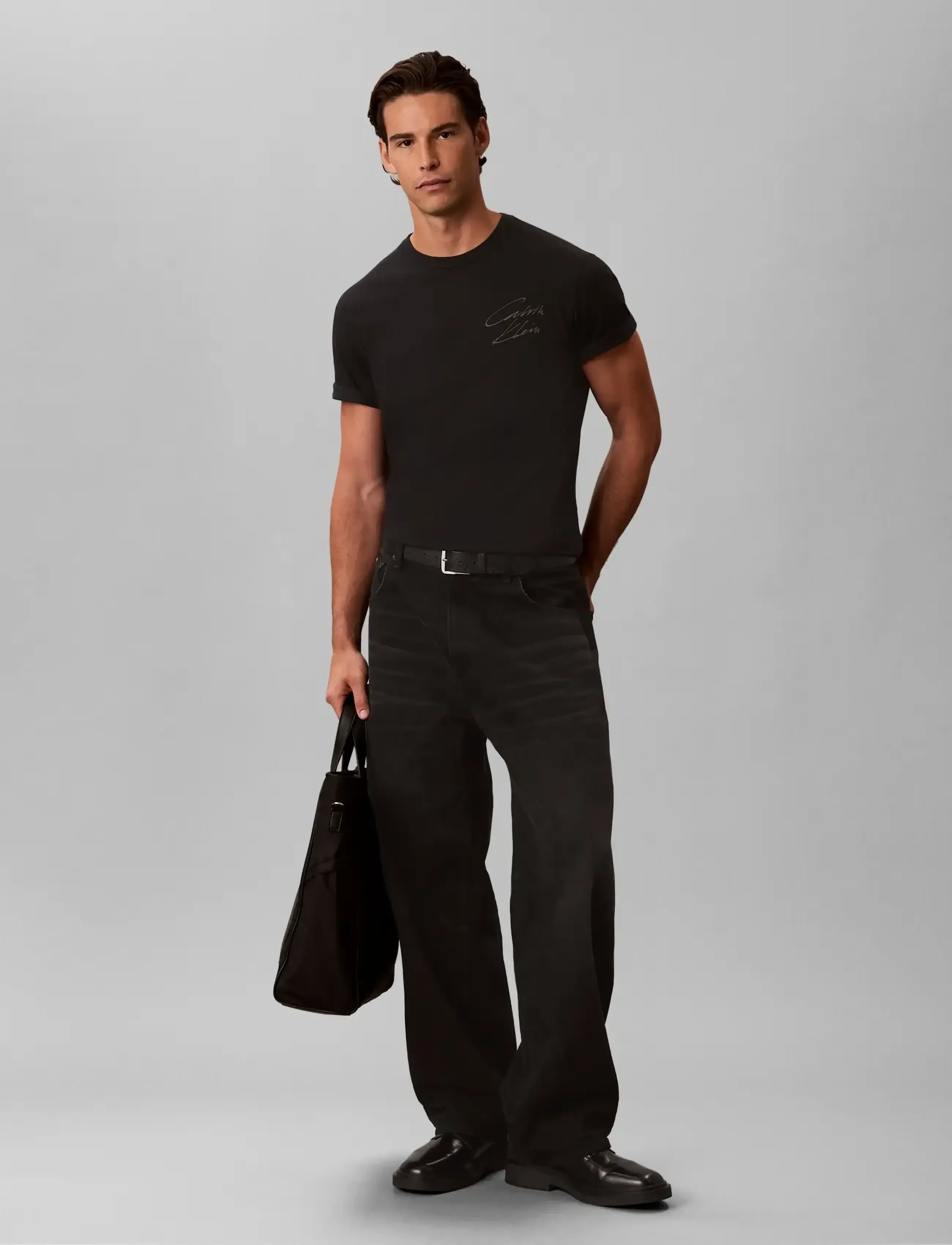 Calvin Klein Jeans SS CLSC 30s EU SCRIPT GRAPHIC - Kleidung - BLACK / black