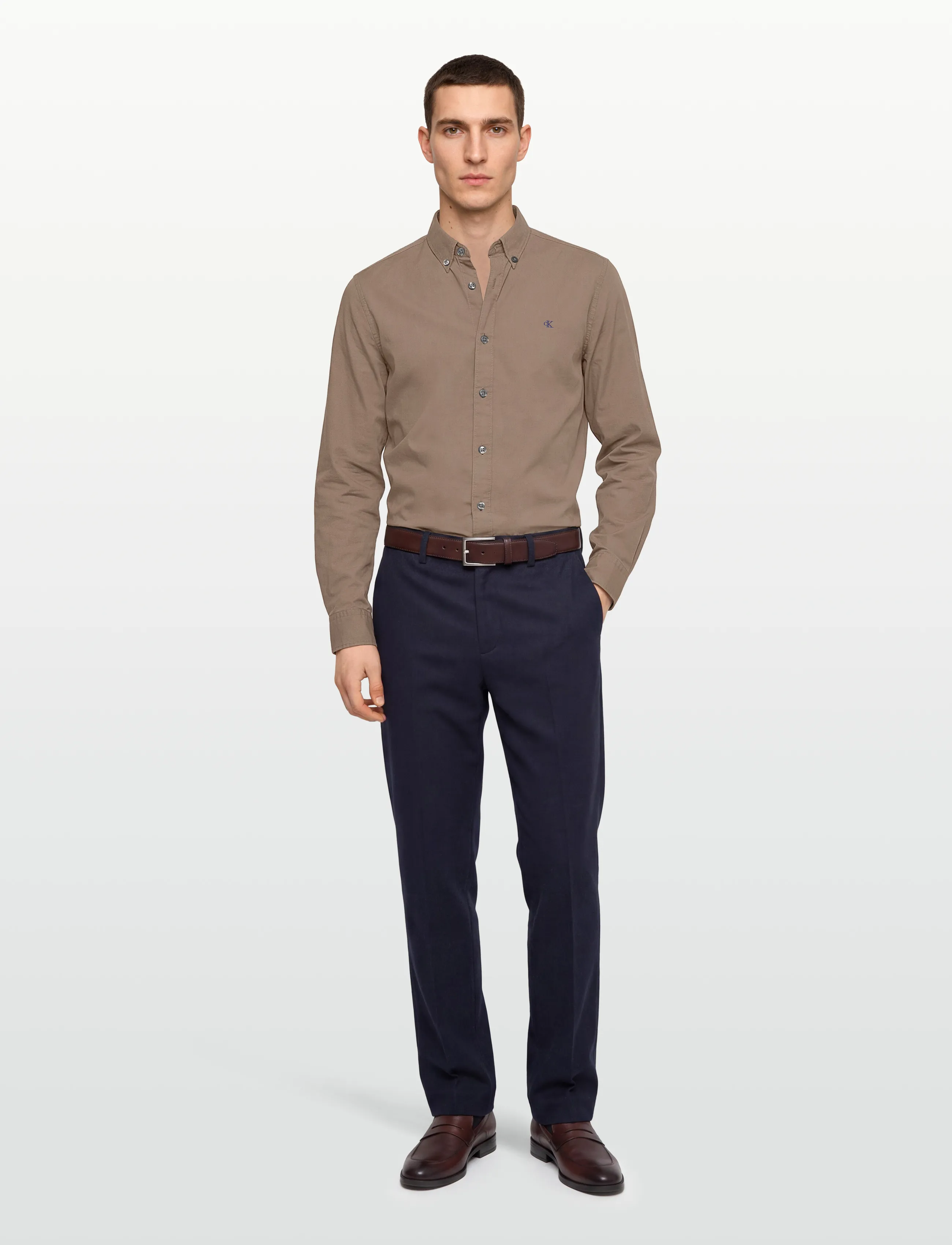 Calvin Klein Jeans LS SOLID OXFORD CLASSIC SHIRT - Freizeithemden - TAUPE TONE / beige