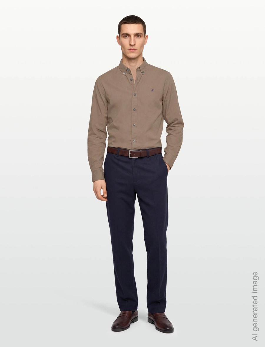 Calvin Klein Jeans - LS SOLID OXFORD CLASSIC SHIRT - oxford-skjortor - taupe tone - 0