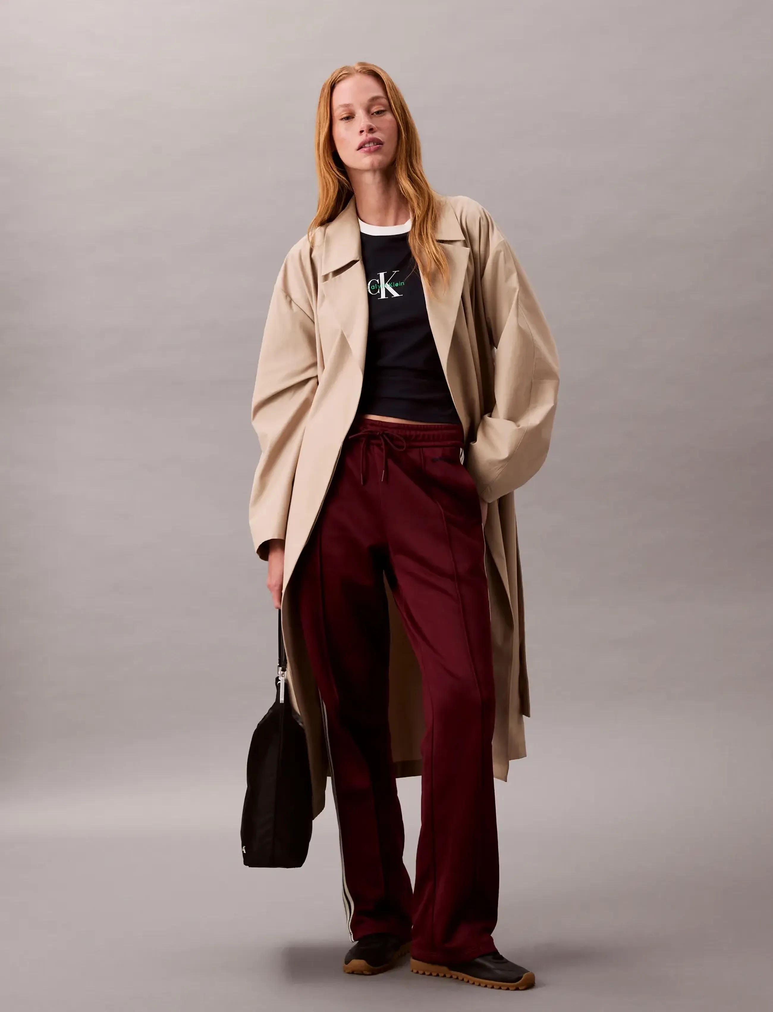 Calvin Klein Jeans HIGH SHINE FRENCH TERRY TRACK PA - Kolleksjoner - DEEP ROUGE / burgundy