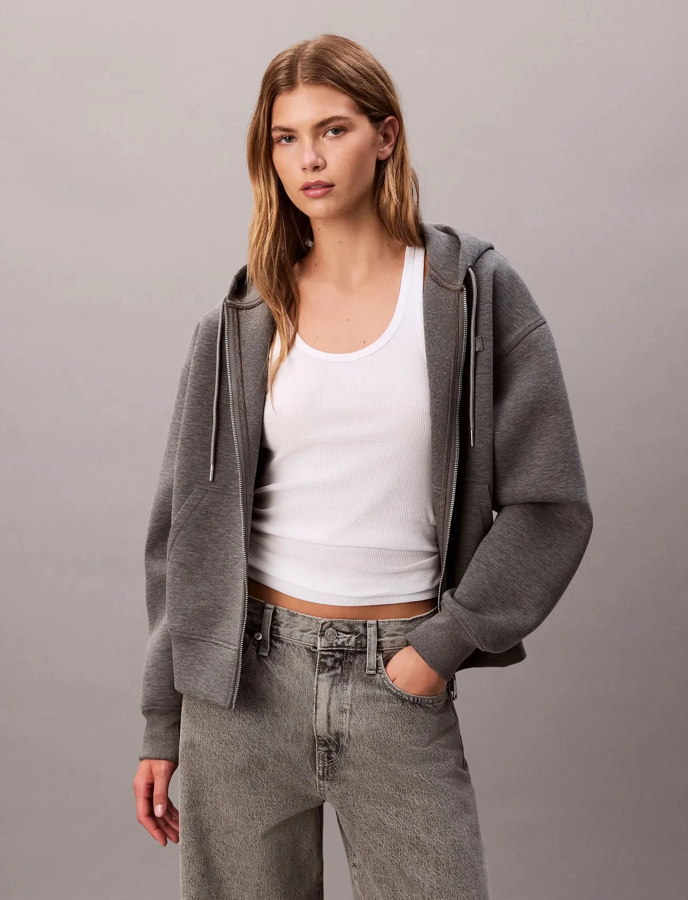 Calvin Klein Jeans LS OVERSIZED SCUBA HOODIE - Kapuzenpullover - MED GREY HEATHER / grey