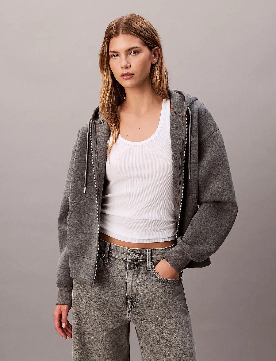 Calvin Klein Jeans - LS OVERSIZED SCUBA HOODIE - hoodies - med grey heather - 0