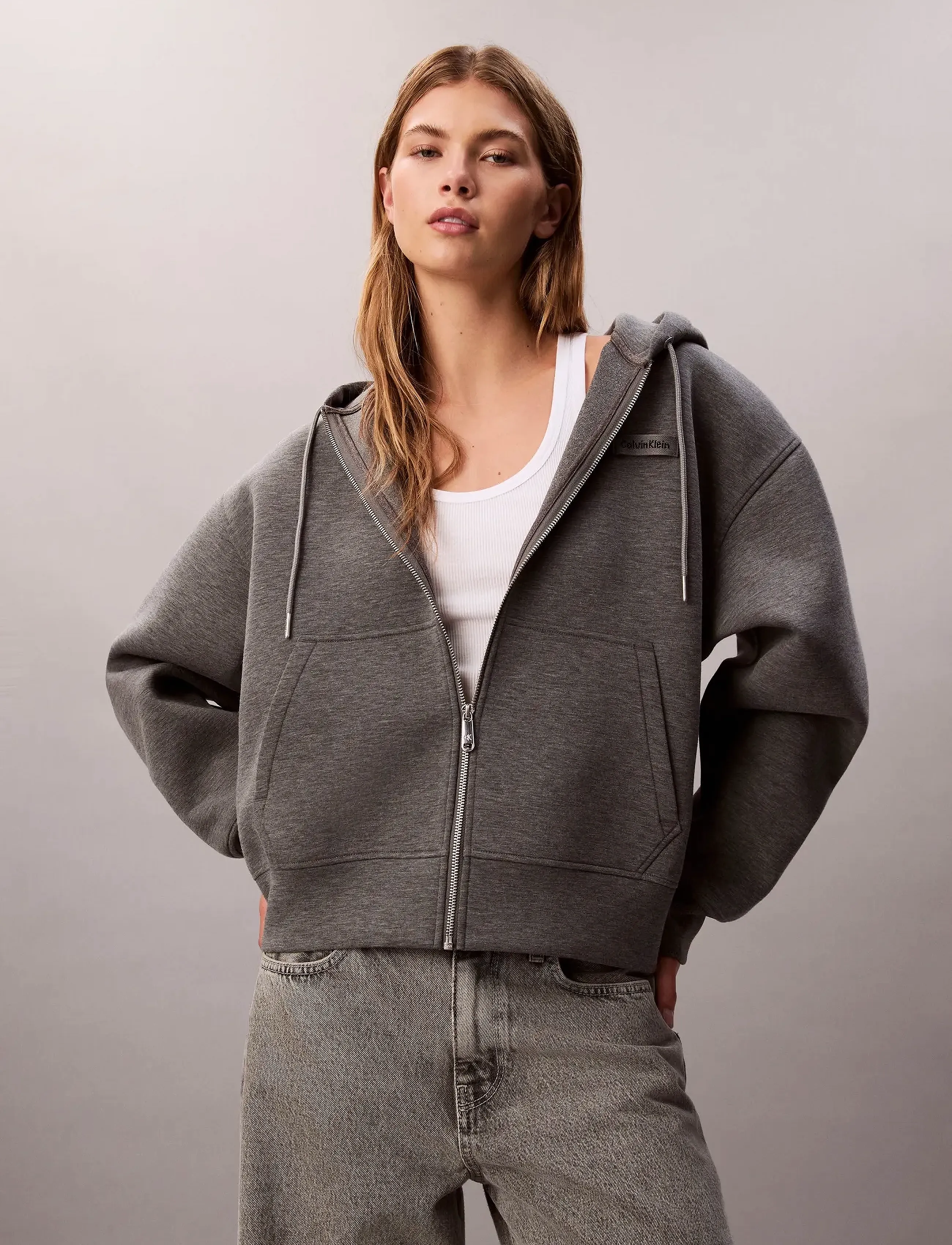 Calvin Klein Jeans - LS OVERSIZED SCUBA HOODIE - hupparit - med grey heather - 5