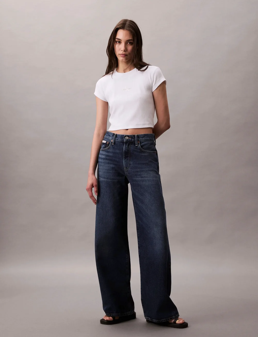 Calvin Klein Jeans - THE WIDE LEG TINTED HORSESHOE - hosen mit weitem bein - tinted horseshoe - 0