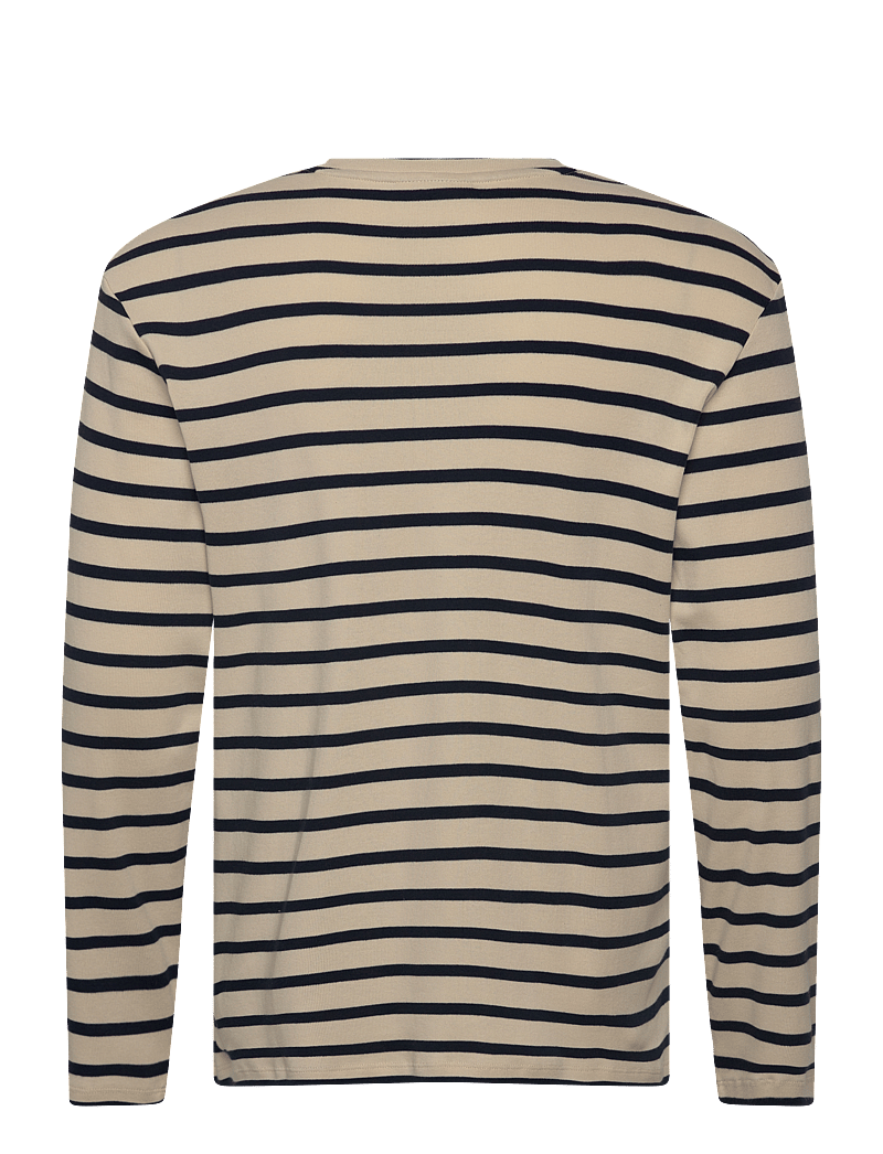 Calvin Klein Jeans - LS COMPACT RIB STRIPE CREWNK TEE - long-sleeved t-shirts - bone white - 2