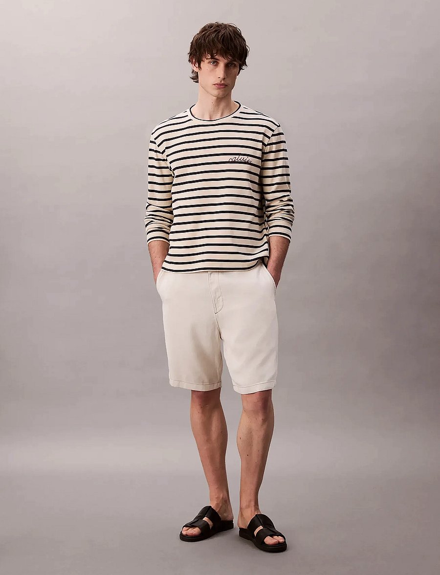 Calvin Klein Jeans - LS COMPACT RIB STRIPE CREWNK TEE - langärmelig - bone white - 3