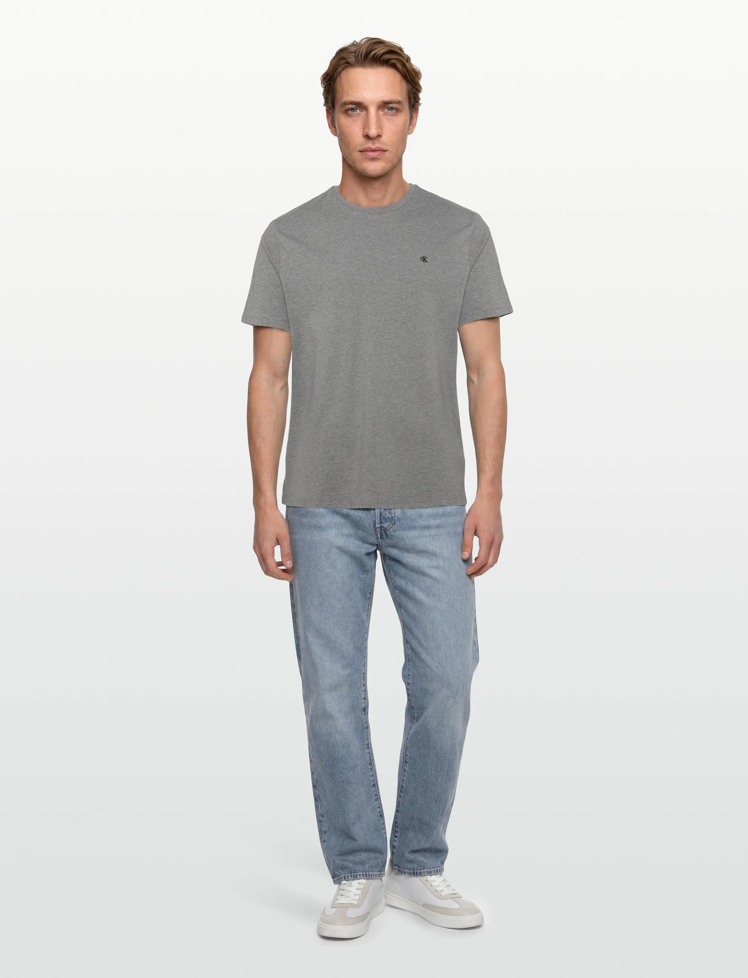 Calvin Klein Jeans - SS CLASSIC MONOGRAM TEE - short-sleeved t-shirts - med grey htr - 0