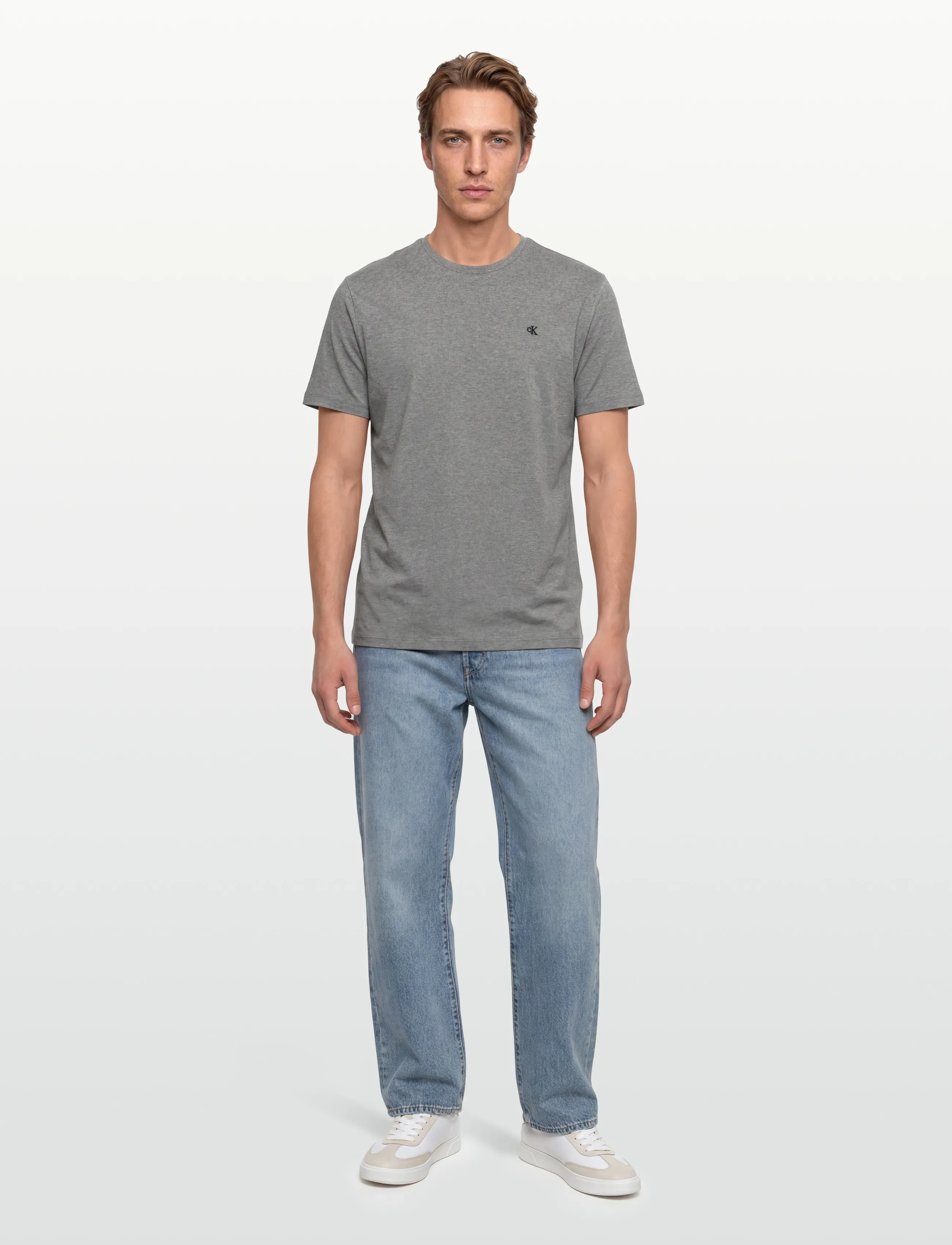 Calvin Klein Jeans SS CLASSIC MONOGRAM TEE - Lühikeste varrukatega T-särgid - MED GREY HTR / grey