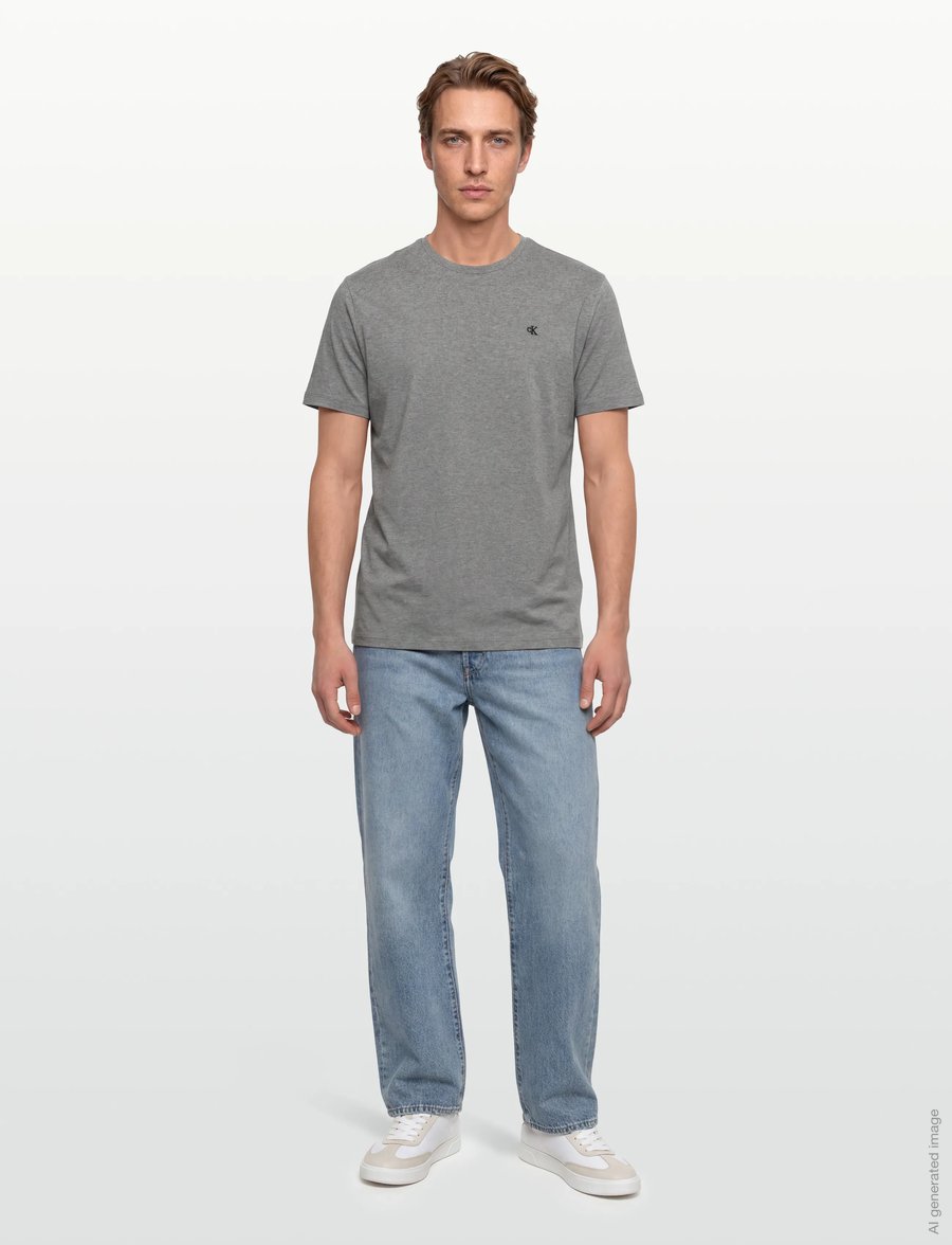 Calvin Klein Jeans - SS CLASSIC MONOGRAM TEE - kurzärmelige t-shirts - med grey htr - 0