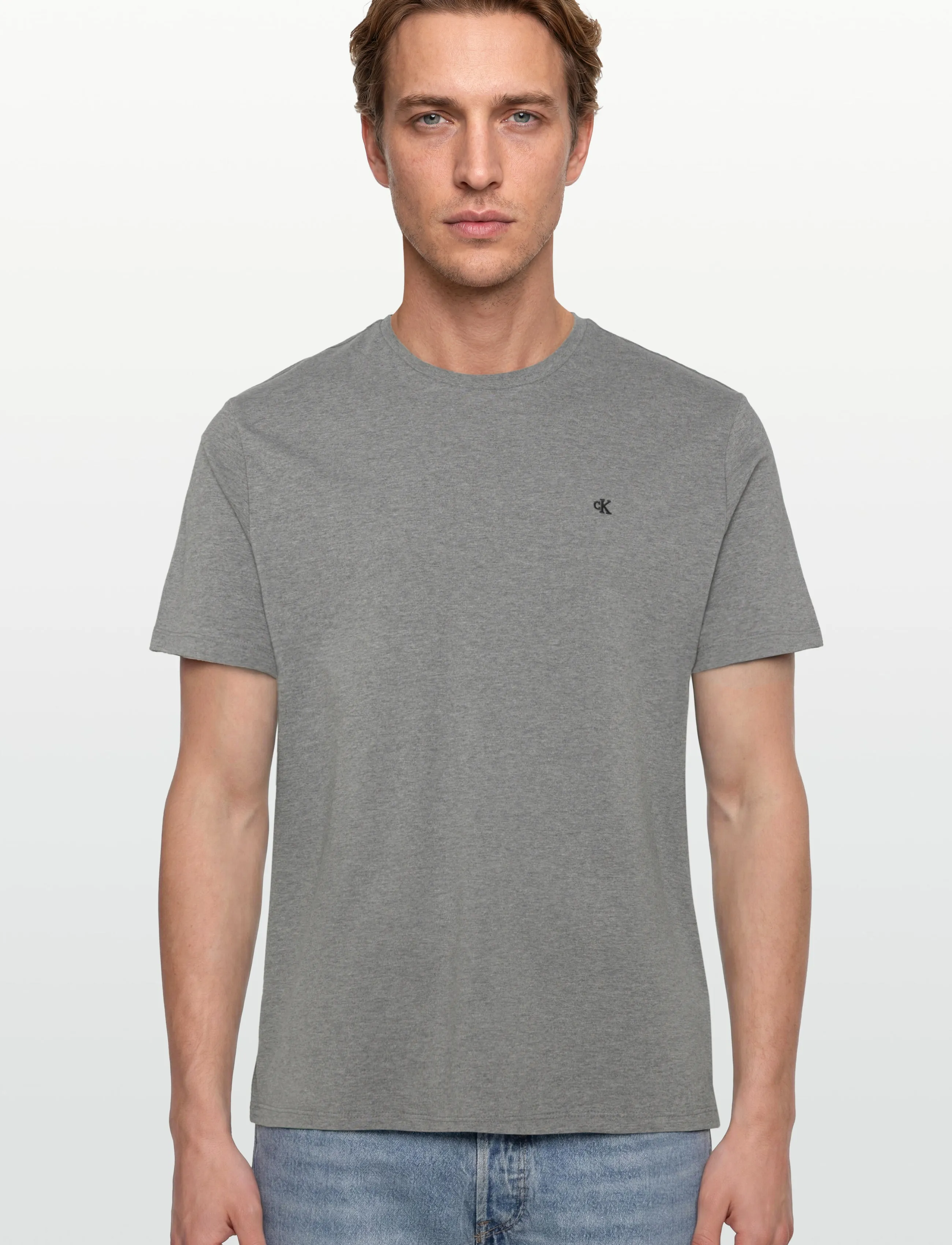 Calvin Klein Jeans - SS CLASSIC MONOGRAM TEE - short-sleeved t-shirts - med grey htr - 4