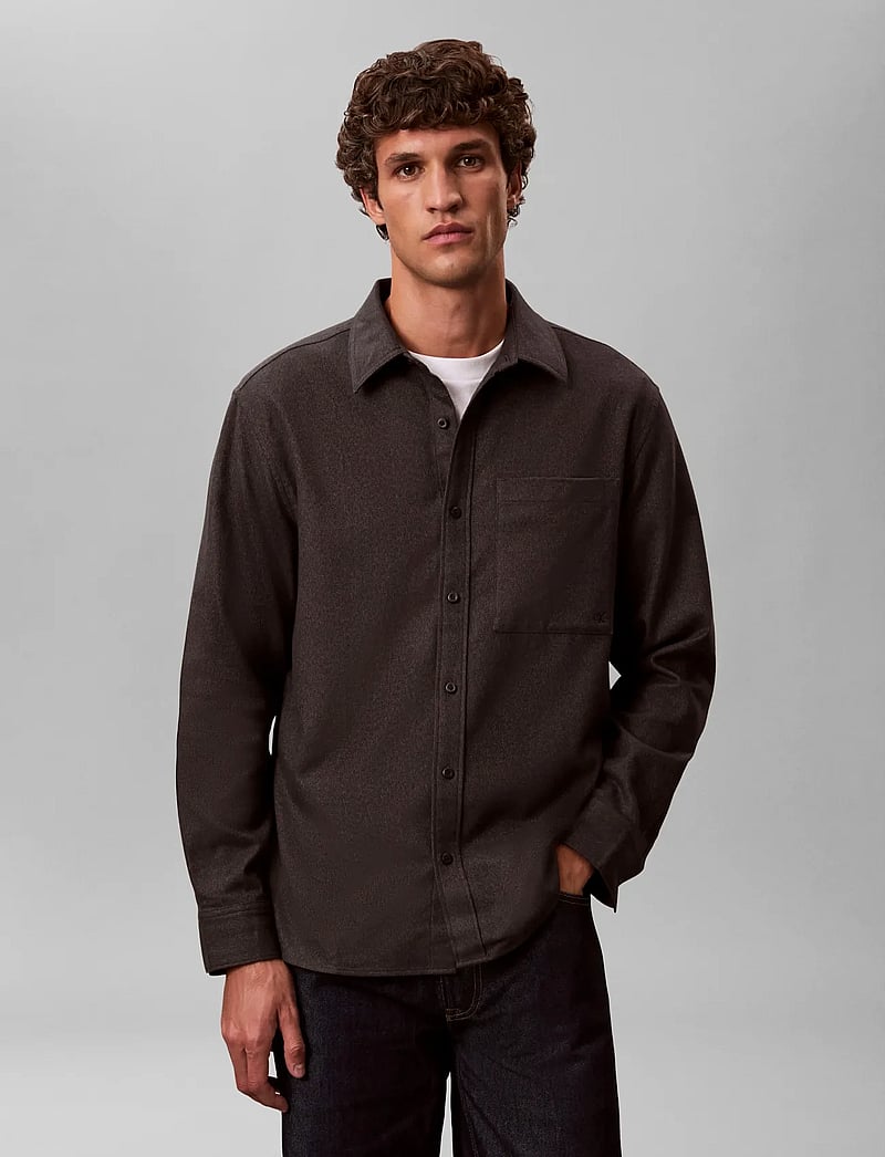 Calvin Klein Jeans - LS MELANGE FLANNEL EASY SHIRT - flanellskjortor - black - 0