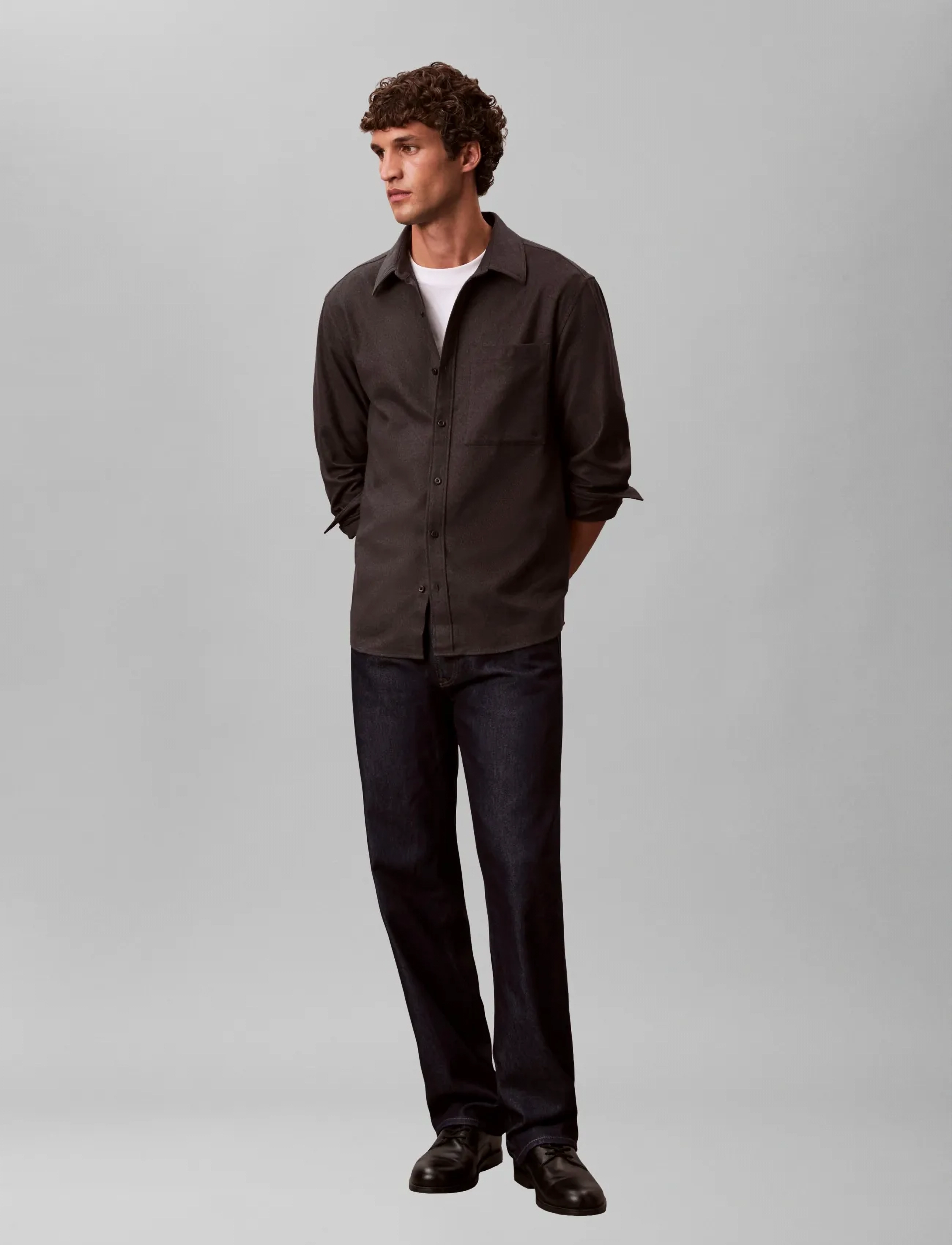 Calvin Klein Jeans - LS MELANGE FLANNEL EASY SHIRT - flanellskjortor - black - 3