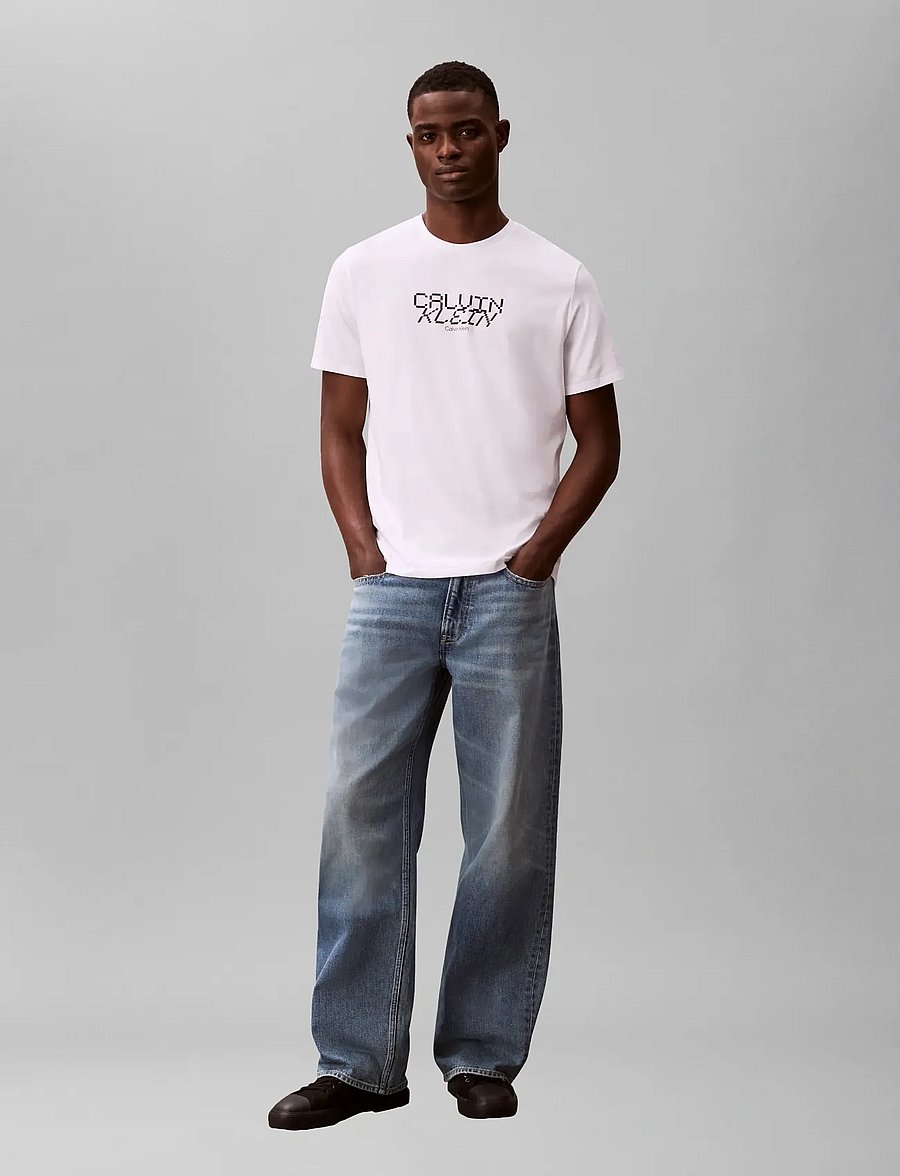 Calvin Klein Jeans - SS 30s WHSL SP CALVIN FUTURA GRA - short-sleeved t-shirts - brilliant white - 0