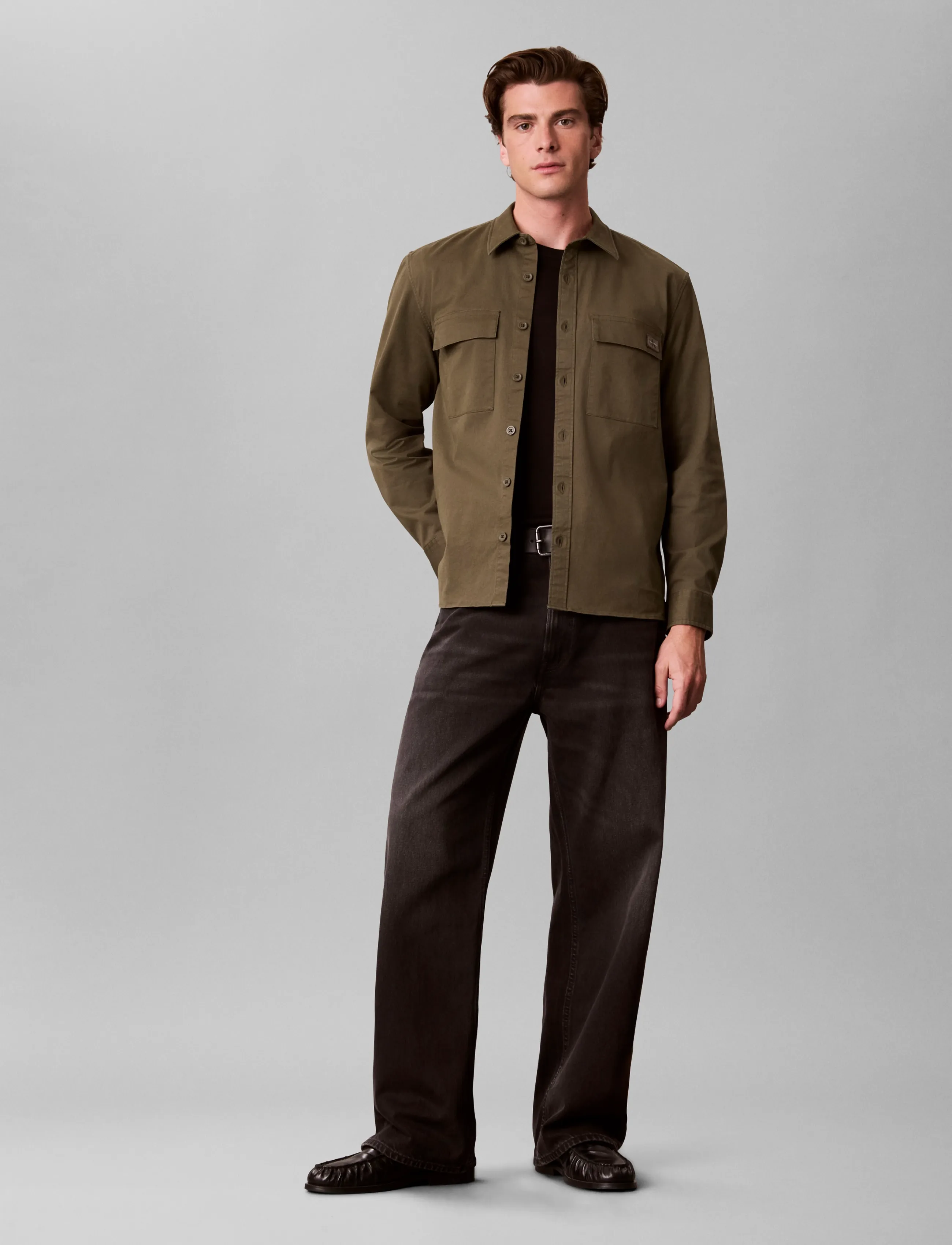 Calvin Klein Jeans - LS COMFORT COTTON EASY OVERSHIRT - Überhemden - olive night - 0