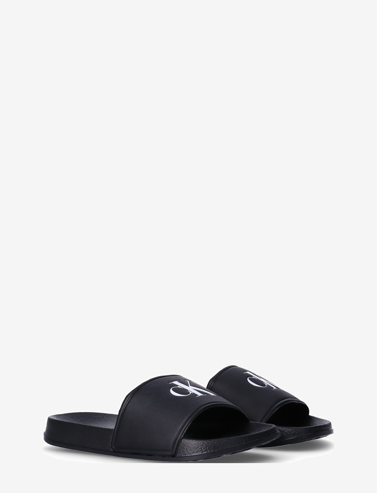 Calvin Klein - Kids CK Logo print pool slide - badesandaler - black - 0