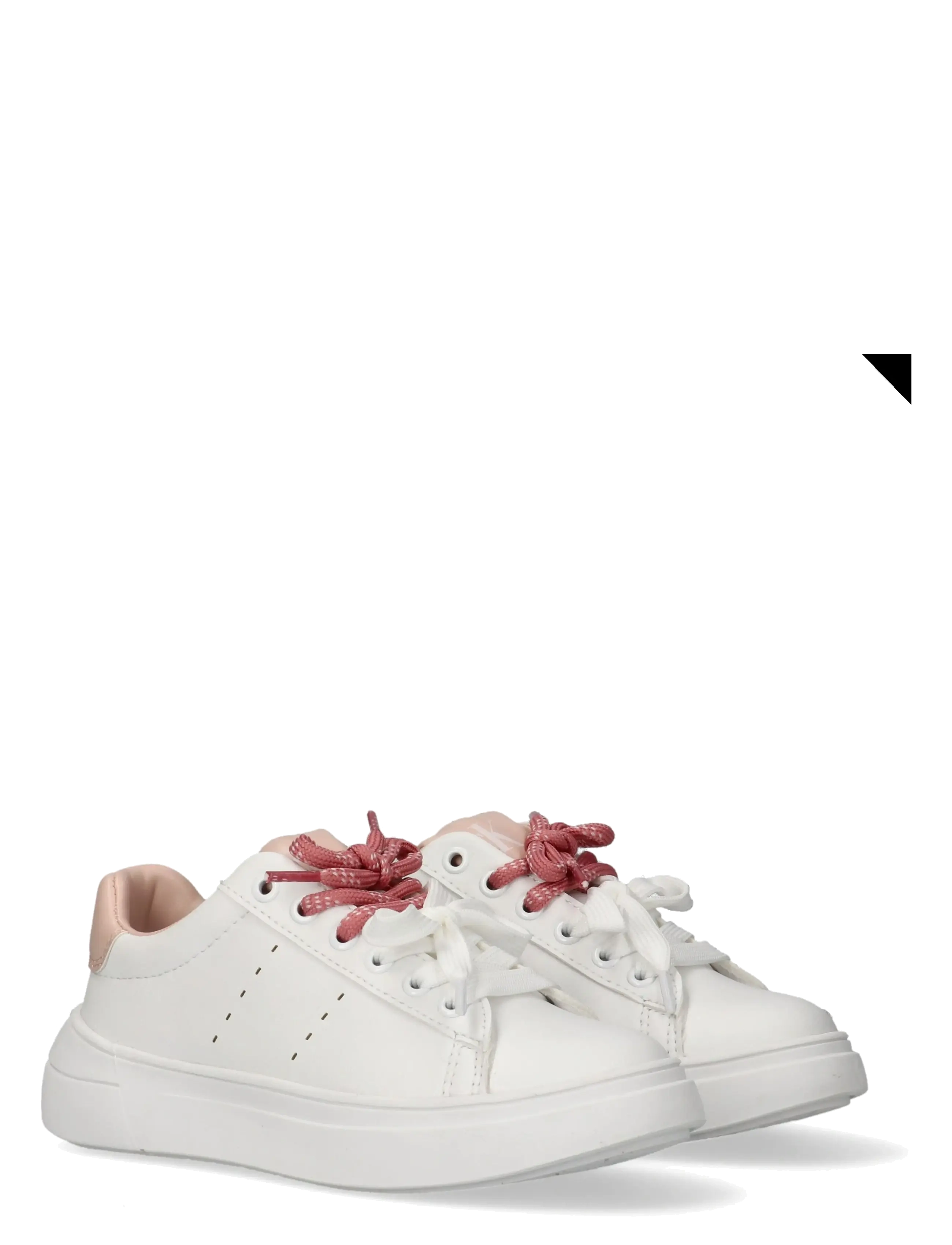 CALVIN KLEIN LOW CUT LACE-UP SNEAKER - WHITE/NUDE